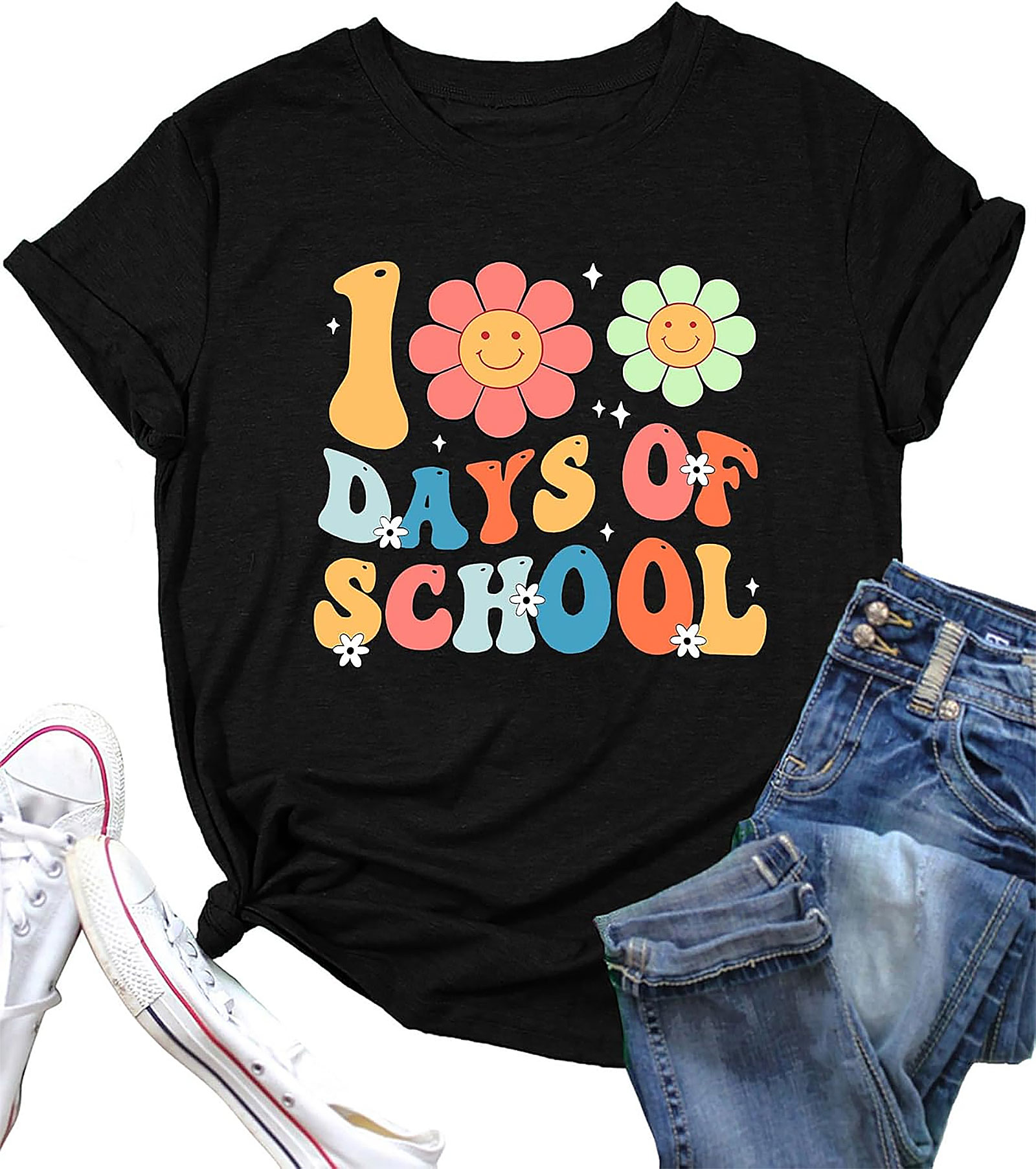100 Days of School Shirt Teacher | Retro 100th Day Tee