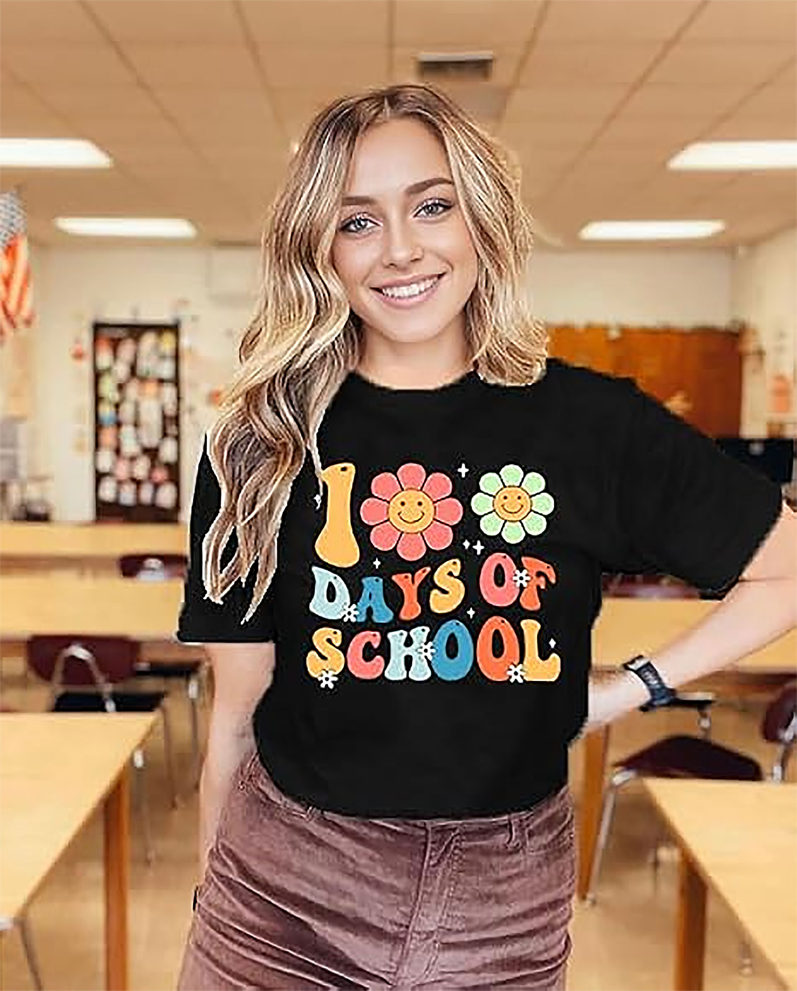 100 Days of School Shirt Teacher | Retro 100th Day Tee