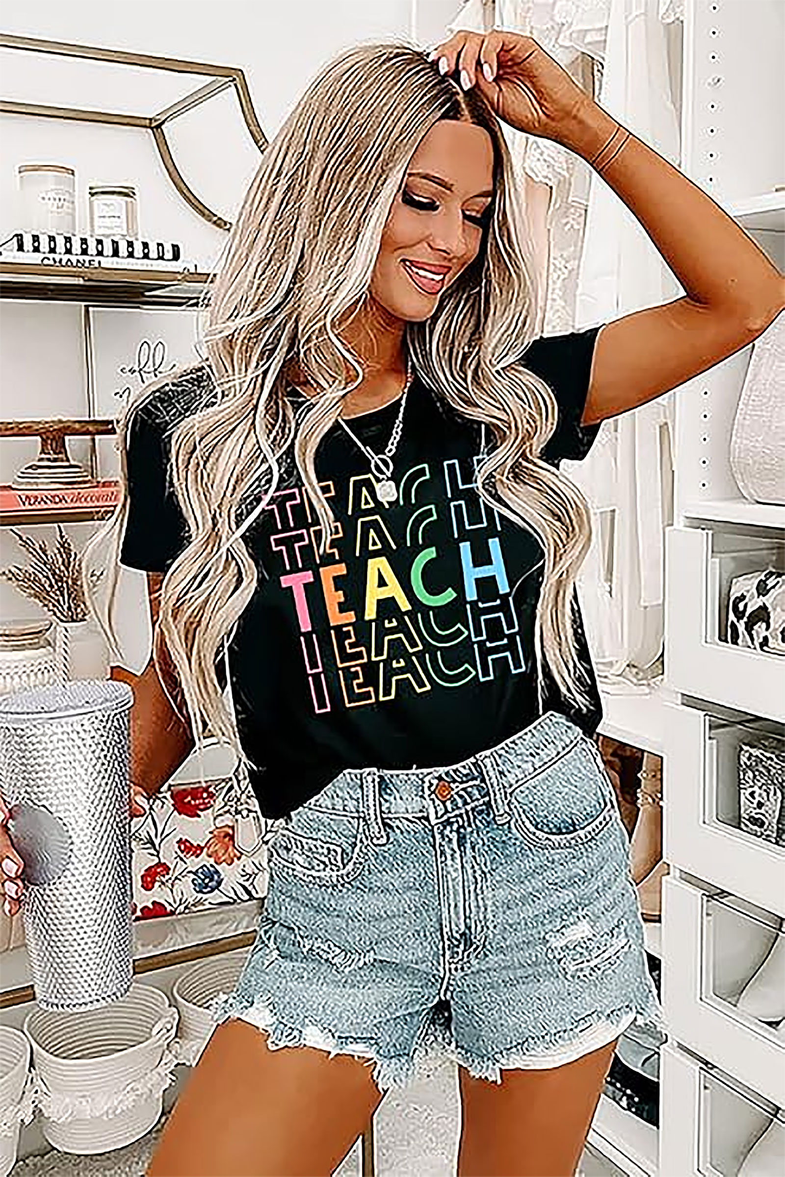 Teacher Shirts Women Teach Graphic Tee - Back to School Gift