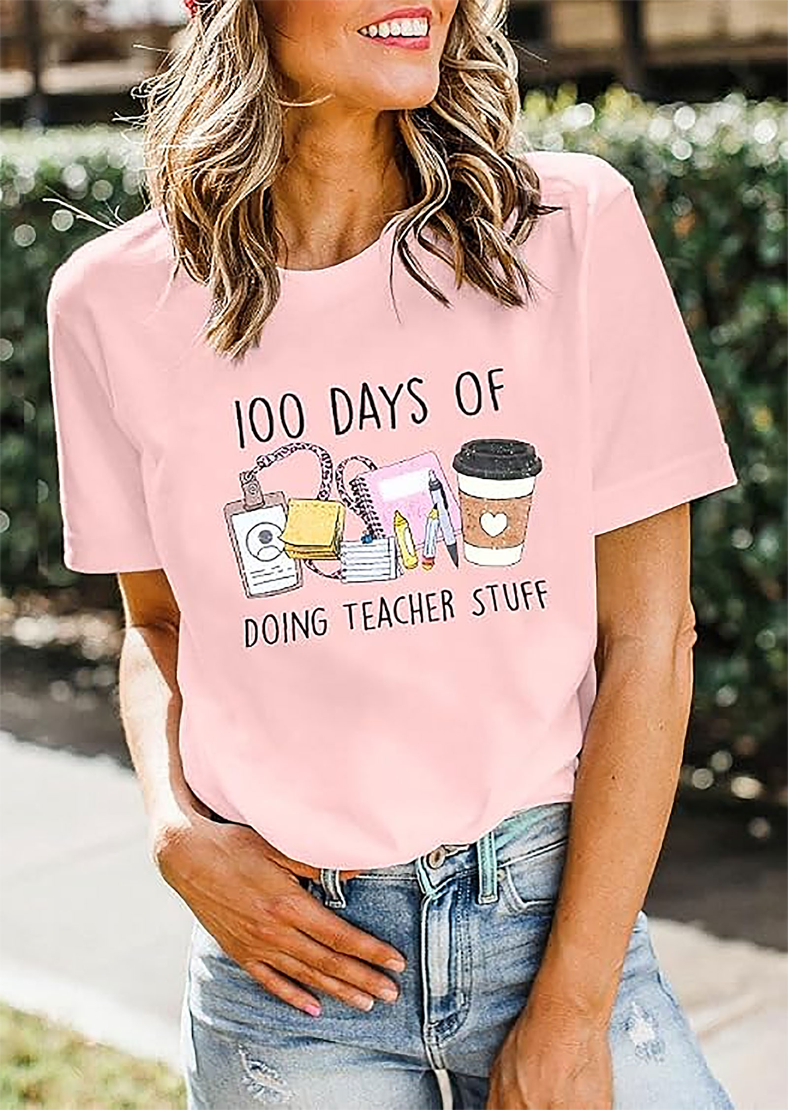 Teacher Shirts 100 Days Funny Graphic Tee for Women