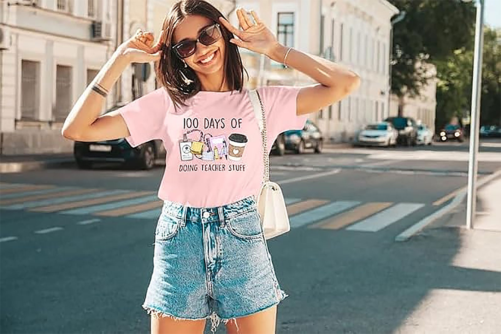 Teacher Shirts 100 Days Funny Graphic Tee for Women