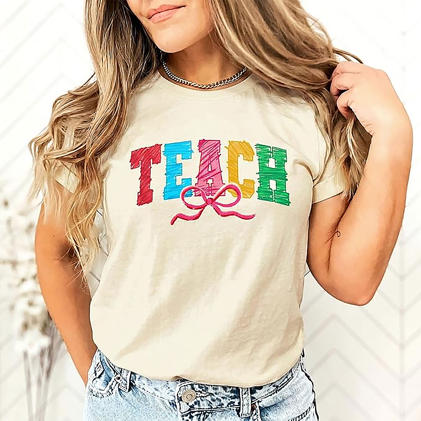 Teacher Shirts Women | "TEACH" Graphic Tee | Gift for Educators