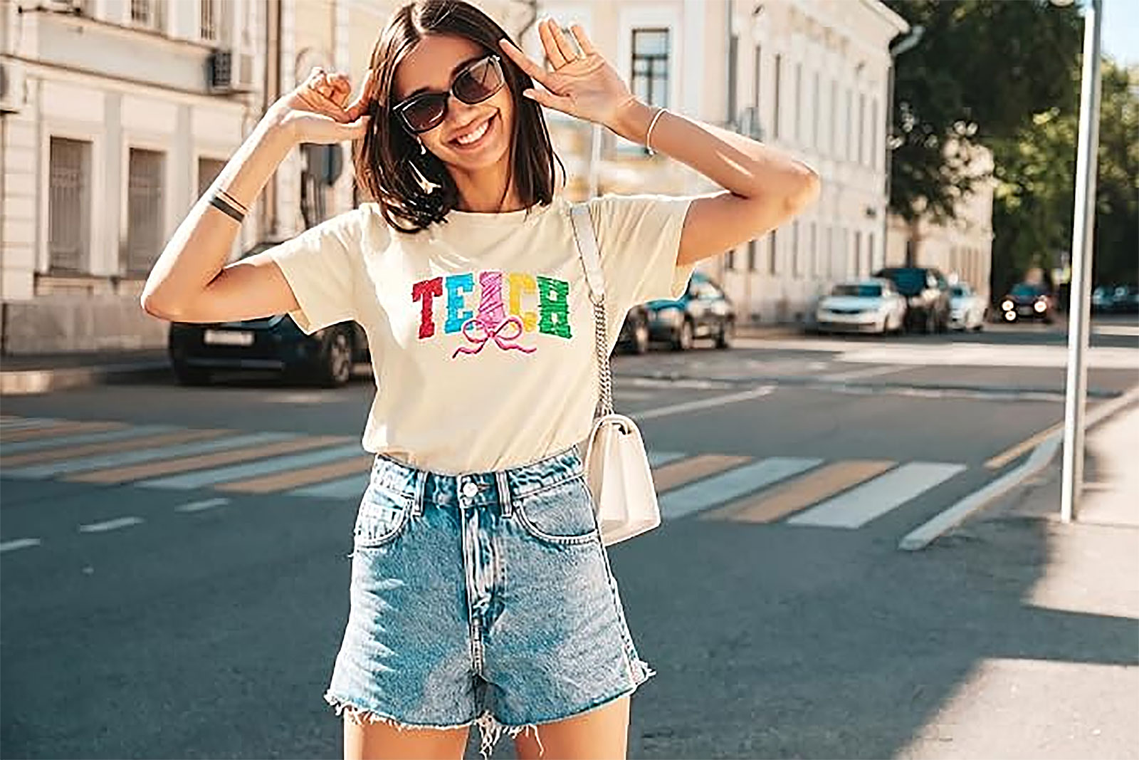 Teacher Shirts Women | "TEACH" Graphic Tee | Gift for Educators