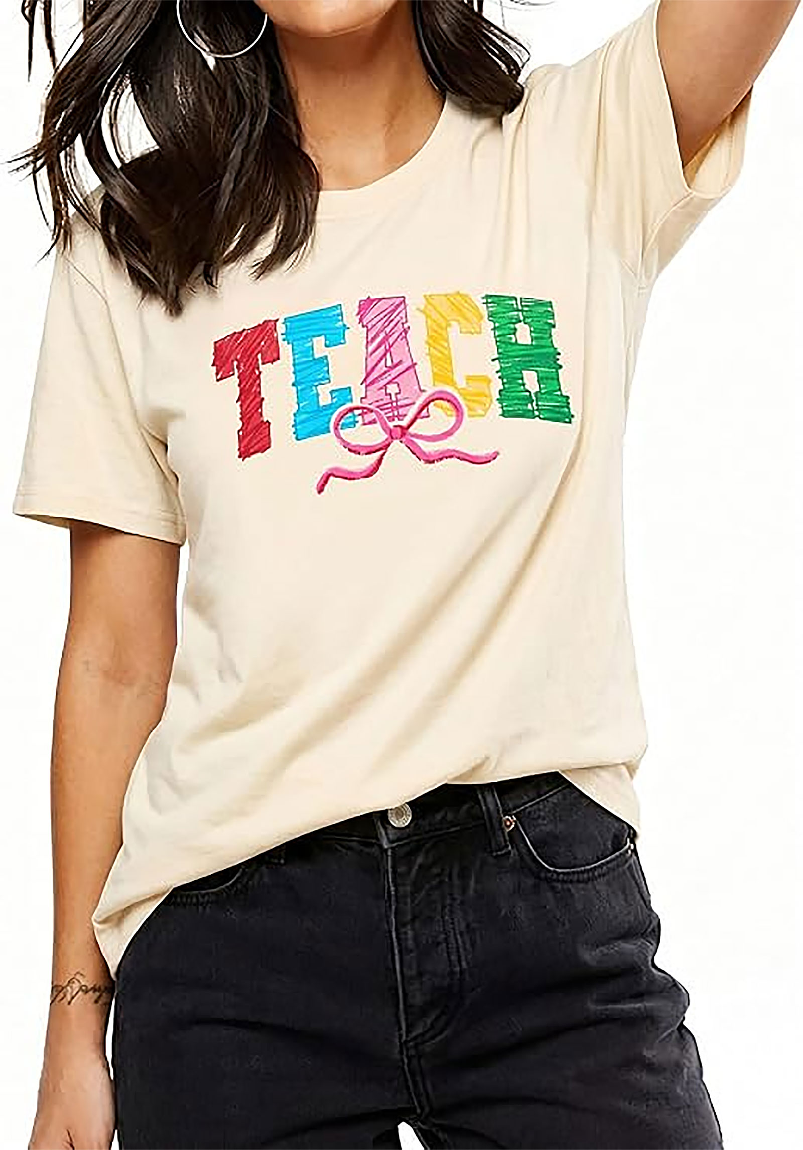 Teacher Shirts Women | "TEACH" Graphic Tee | Gift for Educators