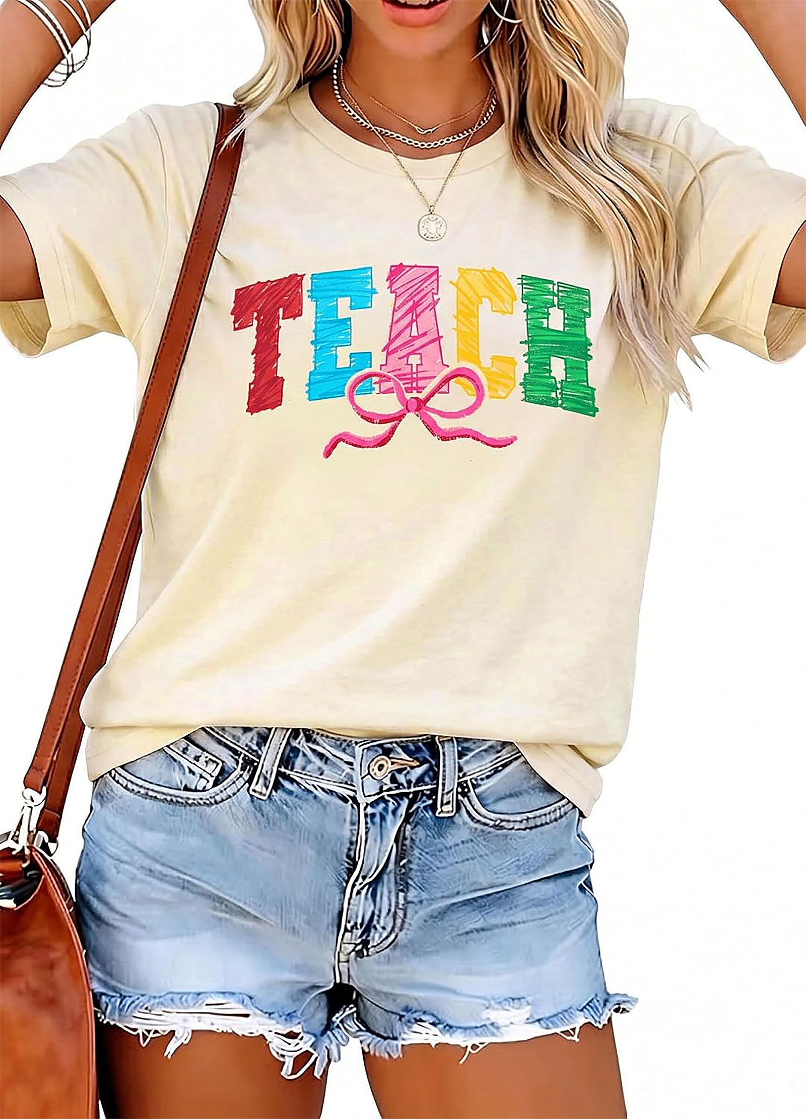 Teacher Shirts Women | "TEACH" Graphic Tee | Gift for Educators