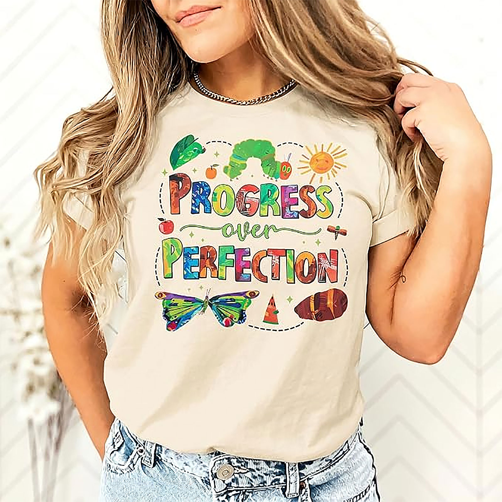 Teacher Shirts Women | Progress Over Perfection Graphic Tee