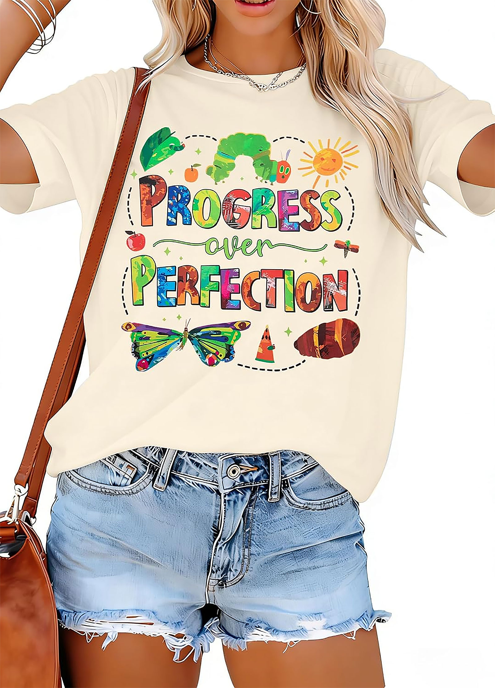 Teacher Shirts Women | Progress Over Perfection Graphic Tee