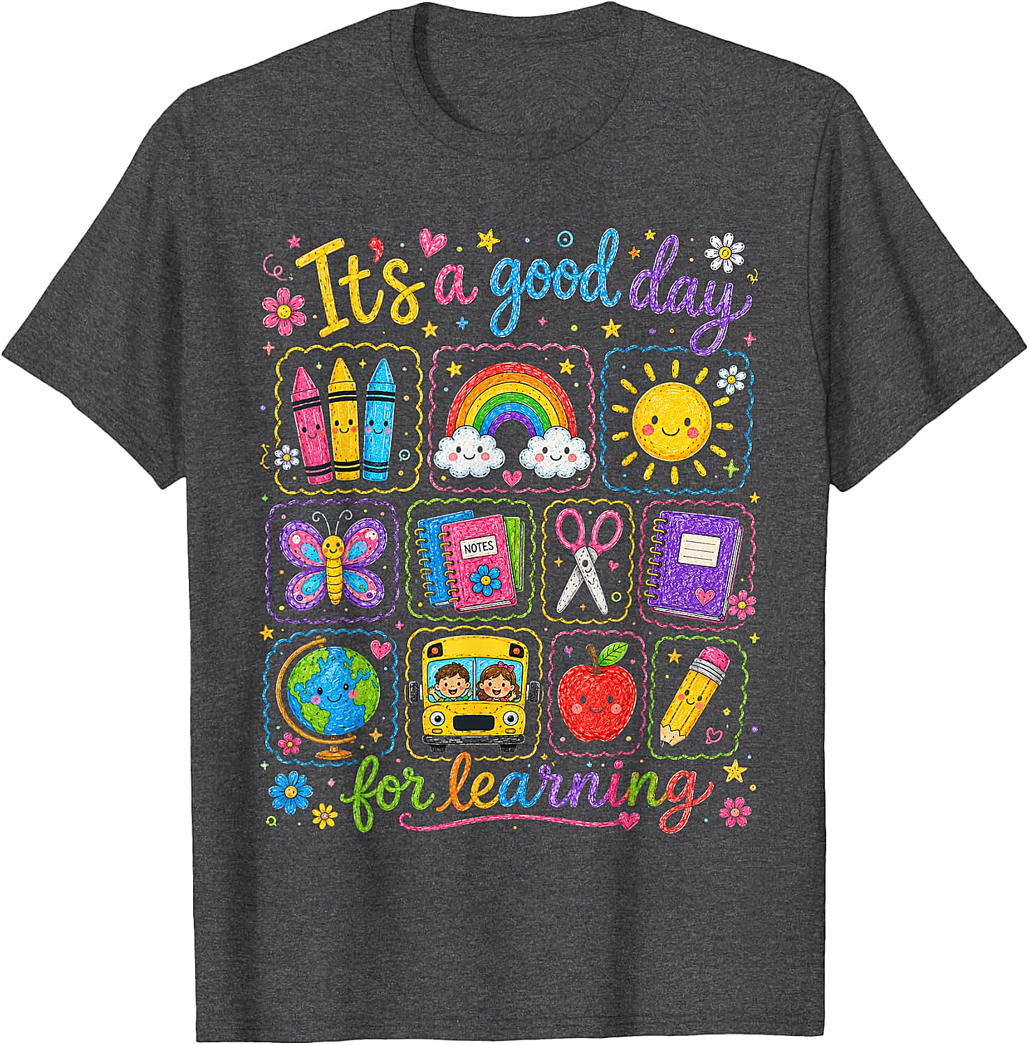  Kids Back to School T-Shirt Rainbow Classroom Learning Tee