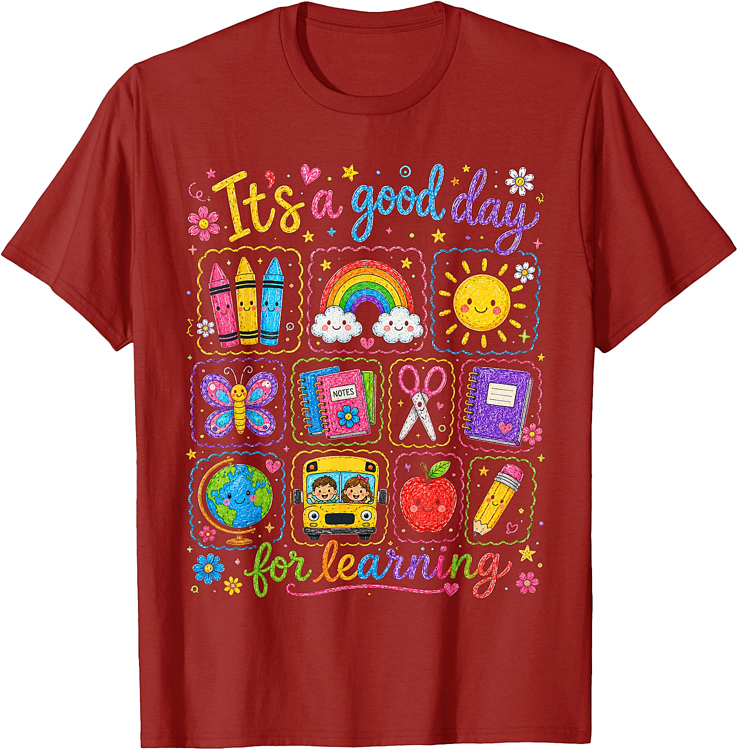  Kids Back to School T-Shirt Rainbow Classroom Learning Tee