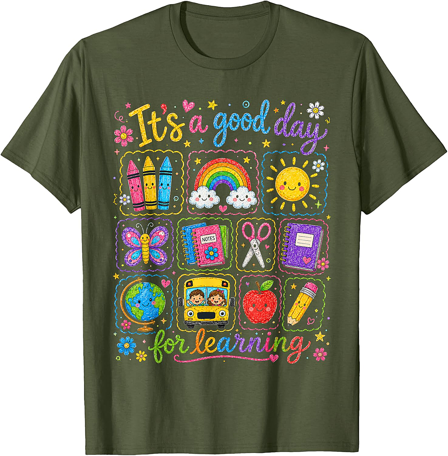  Kids Back to School T-Shirt Rainbow Classroom Learning Tee