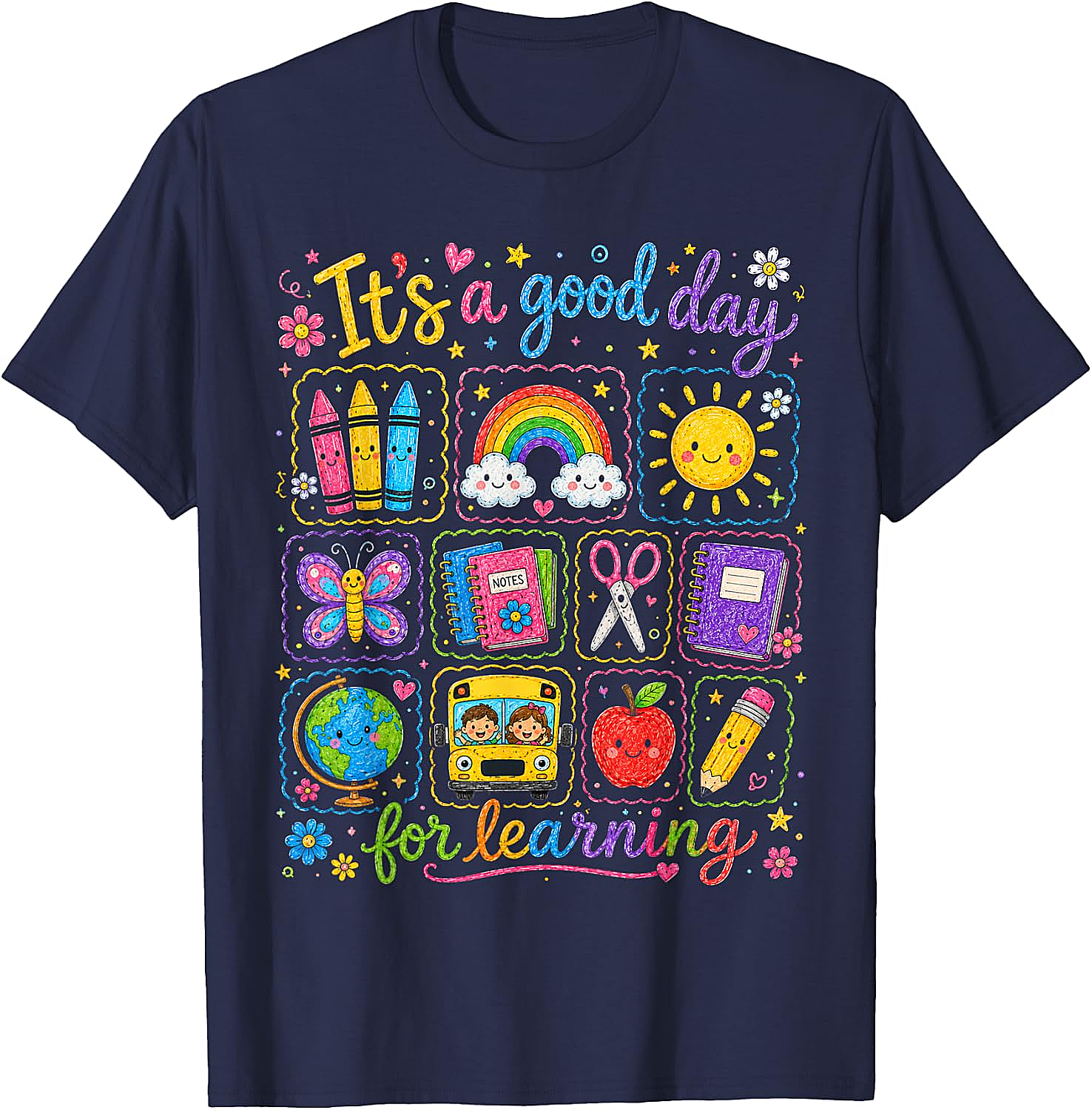  Kids Back to School T-Shirt Rainbow Classroom Learning Tee