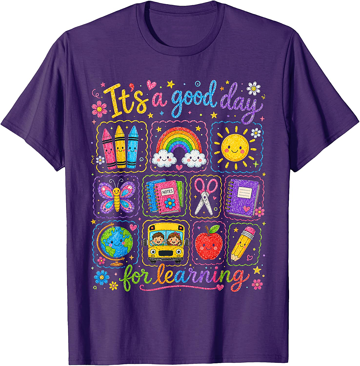  Kids Back to School T-Shirt Rainbow Classroom Learning Tee