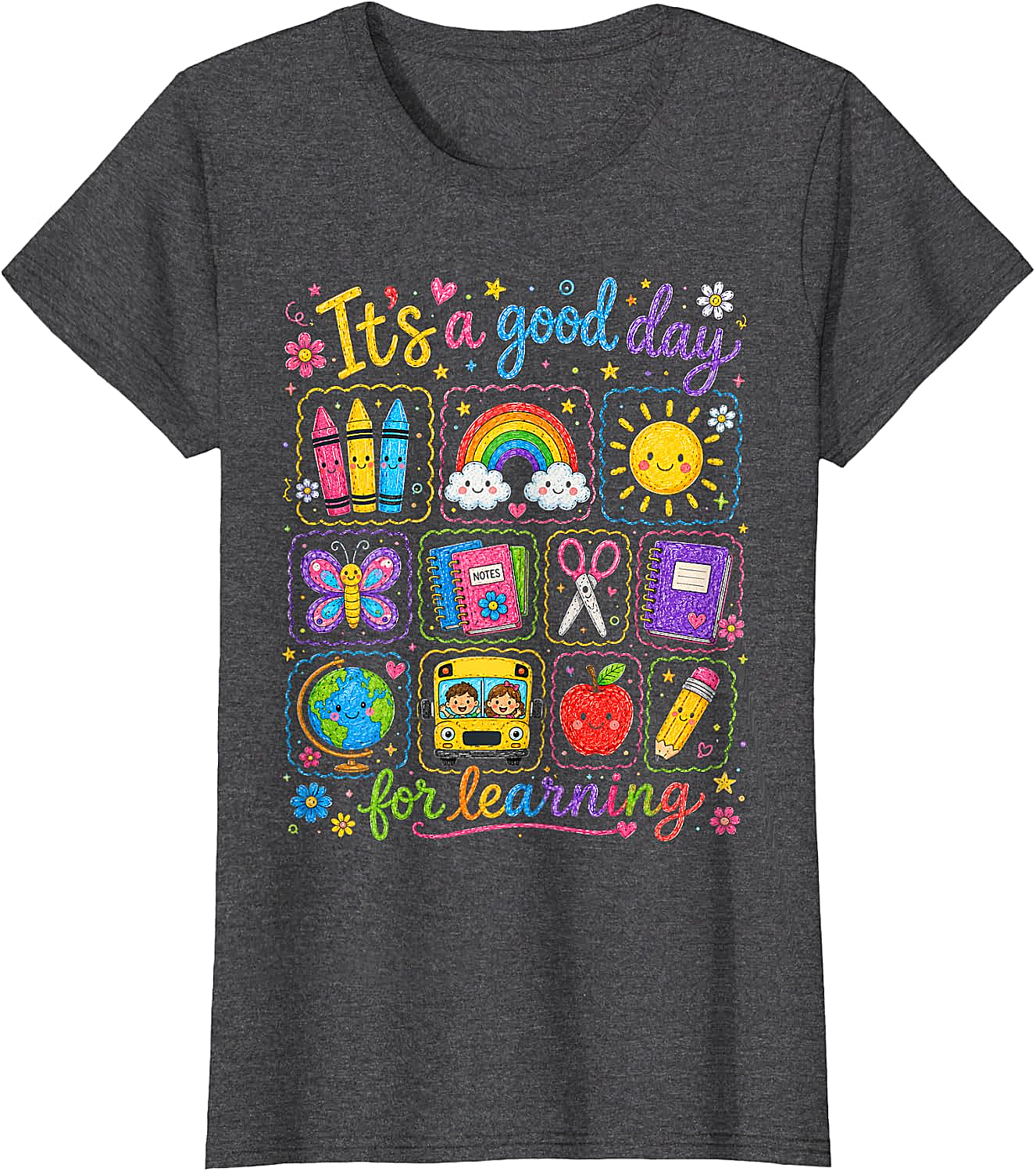  Kids Back to School T-Shirt Rainbow Classroom Learning Tee