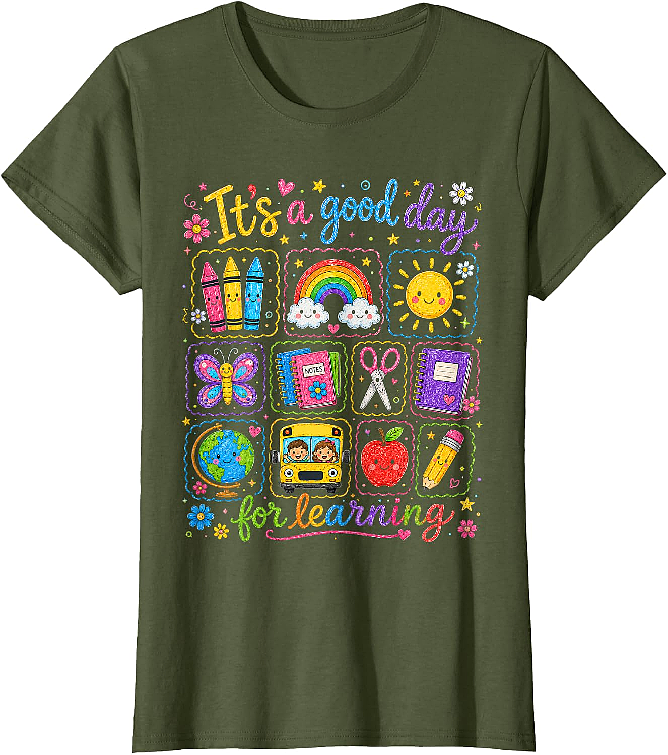  Kids Back to School T-Shirt Rainbow Classroom Learning Tee