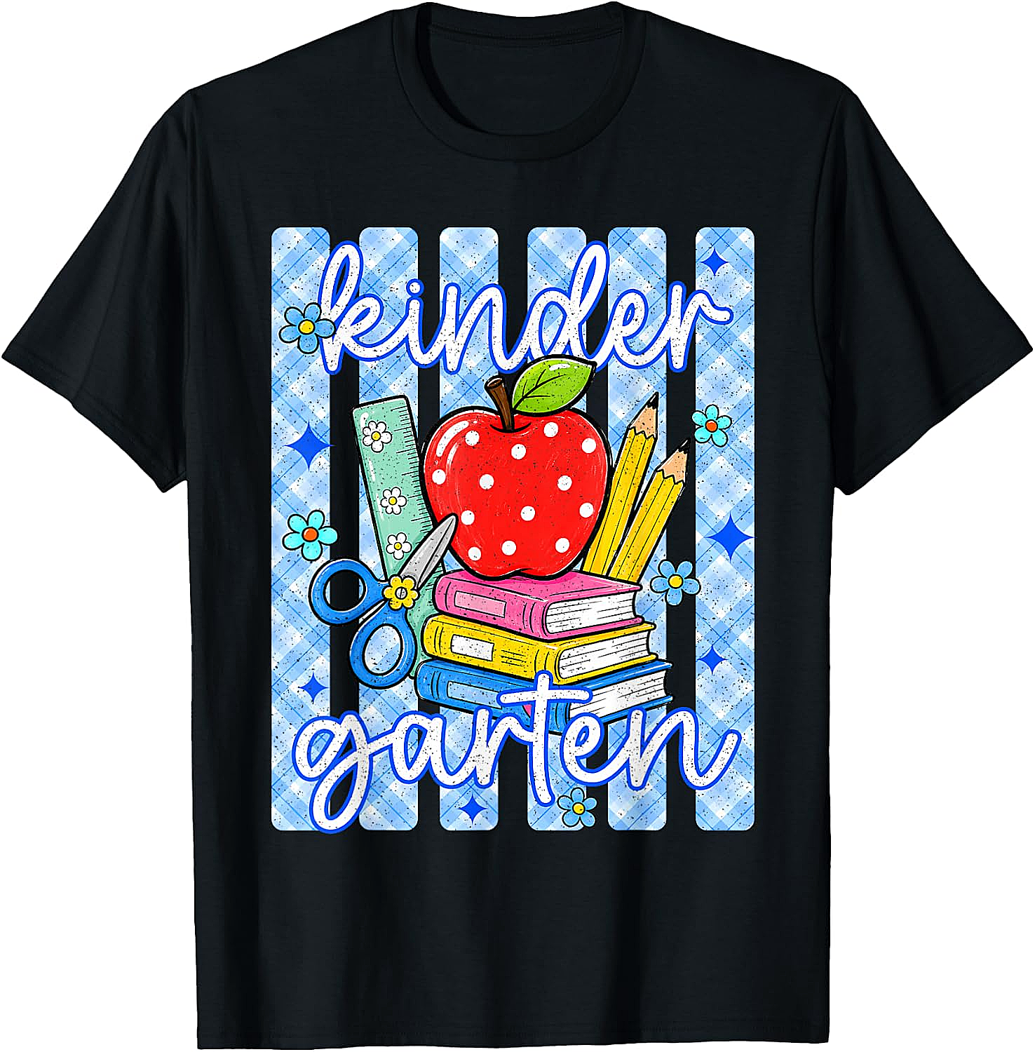 Cute Blue Striped Kindergarten Back to School T-Shirt