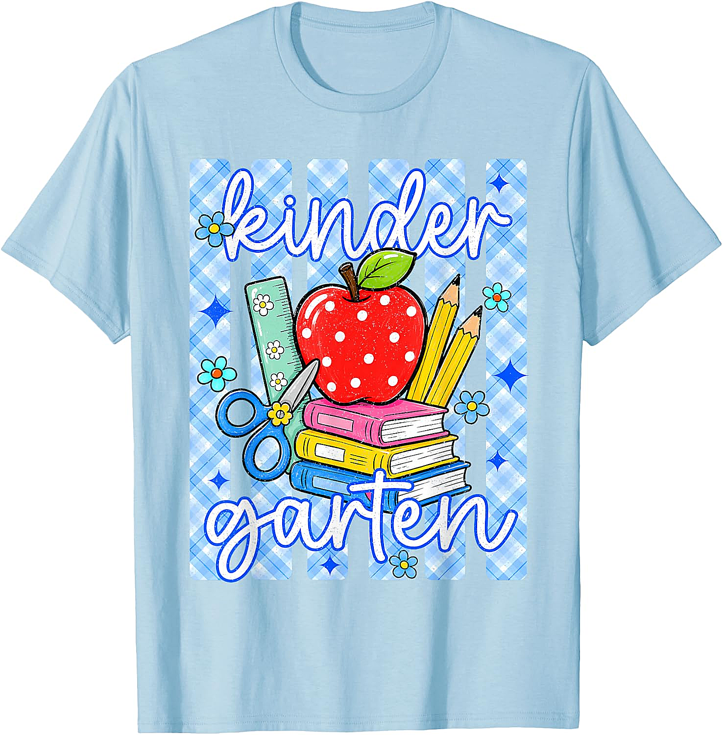  Cute Blue Striped Kindergarten Back to School T-Shirt