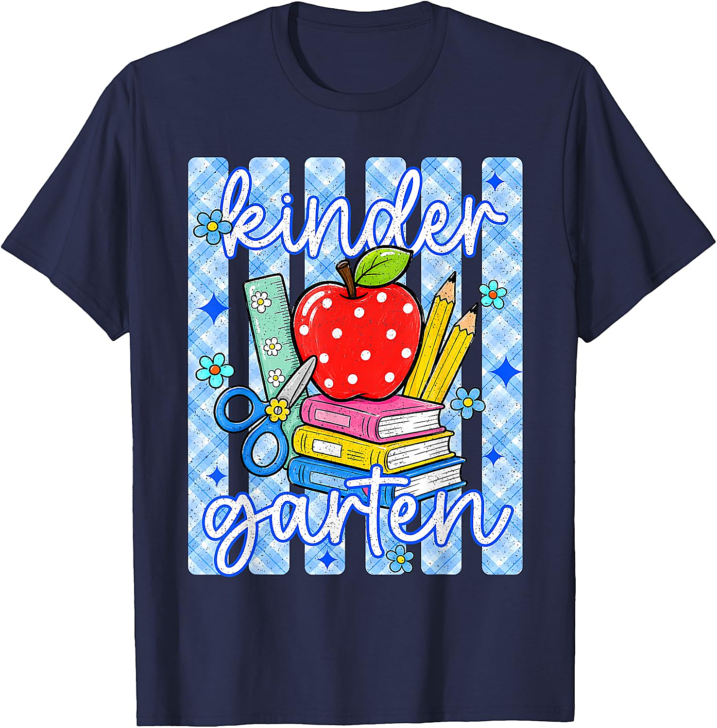  Cute Blue Striped Kindergarten Back to School T-Shirt