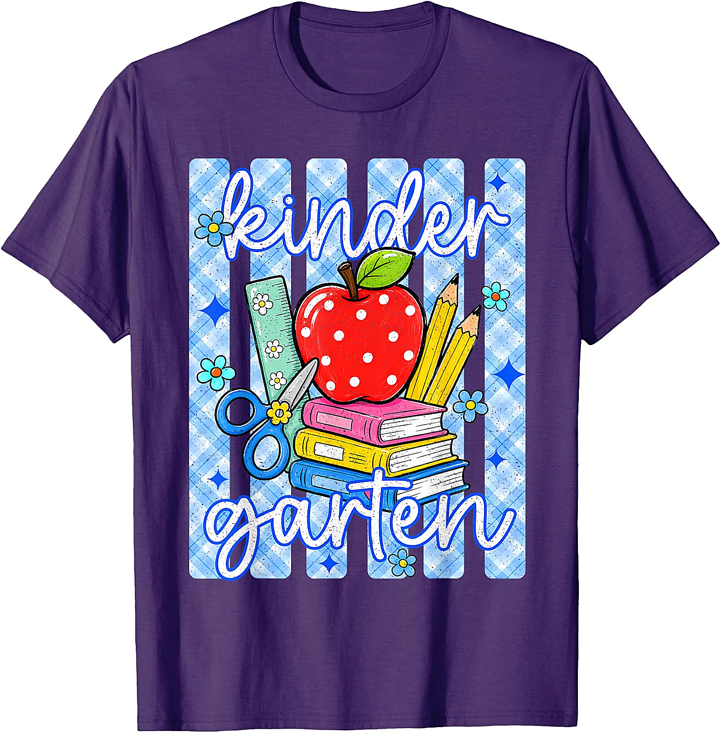  Cute Blue Striped Kindergarten Back to School T-Shirt