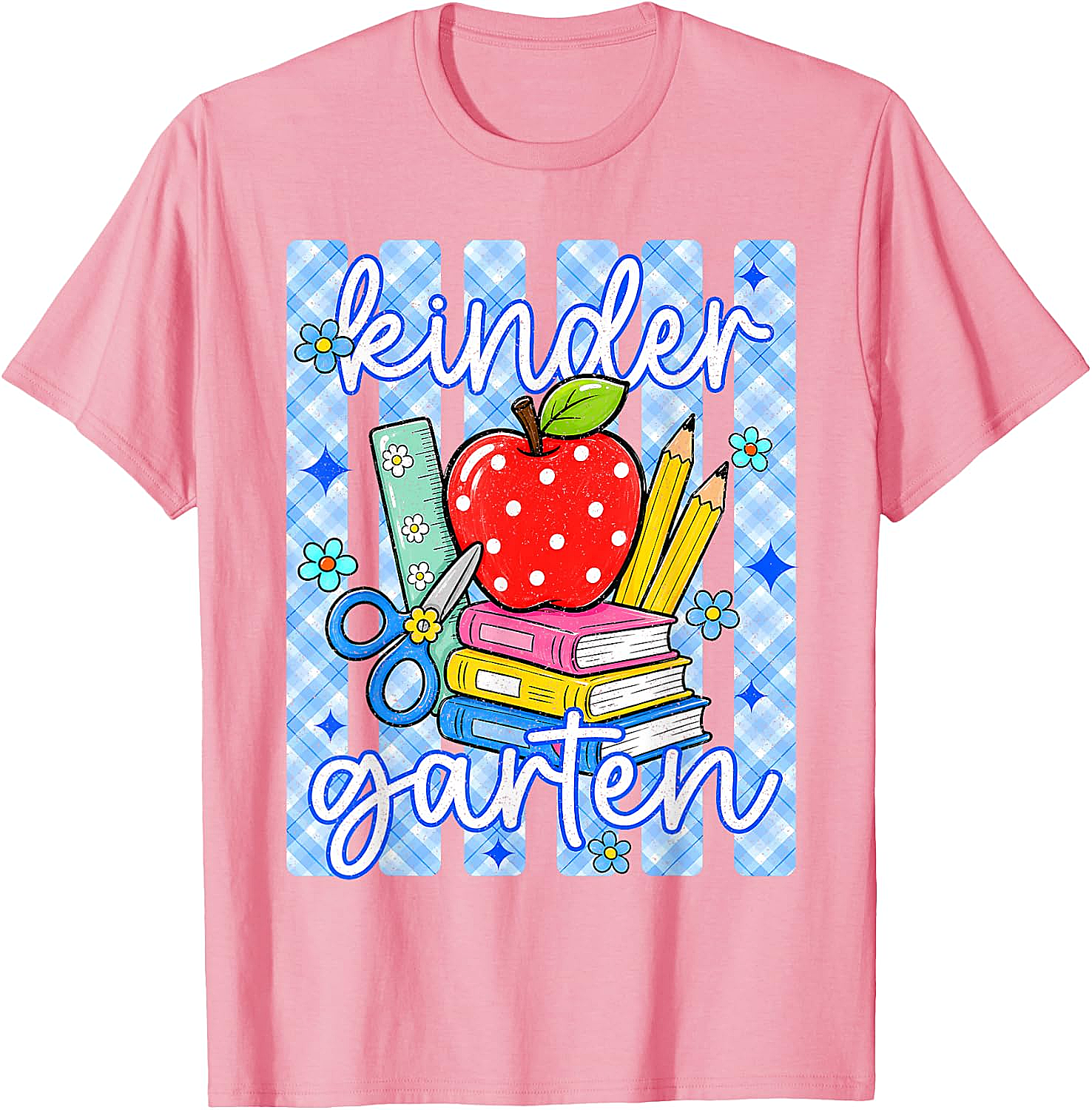  Cute Blue Striped Kindergarten Back to School T-Shirt