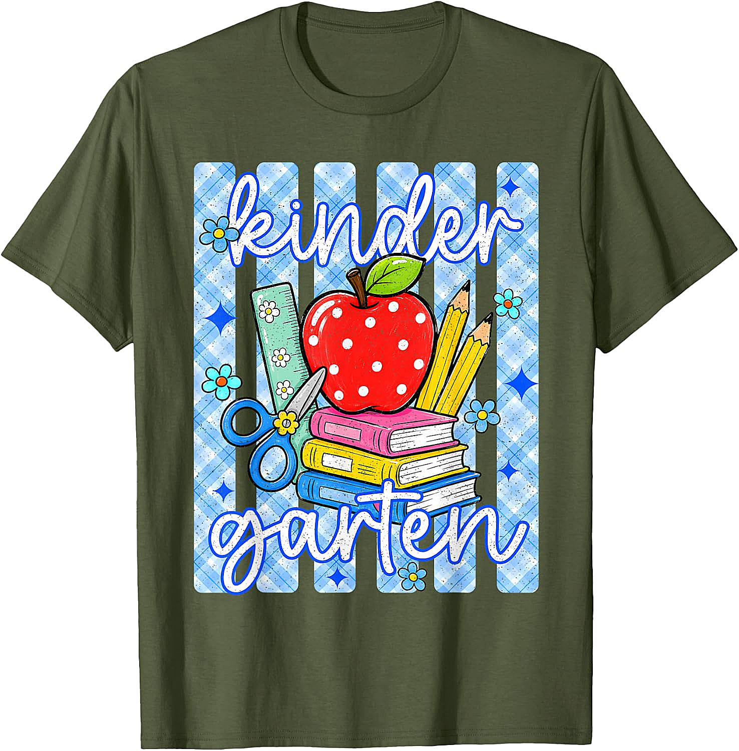  Cute Blue Striped Kindergarten Back to School T-Shirt