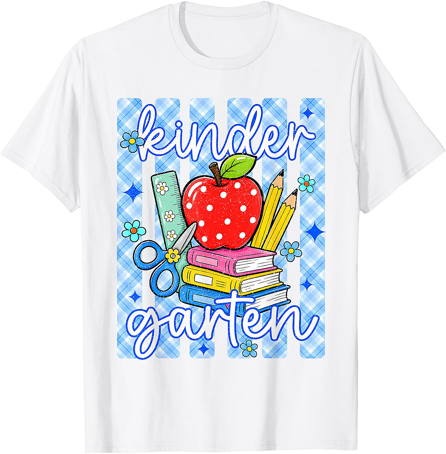  Cute Blue Striped Kindergarten Back to School T-Shirt