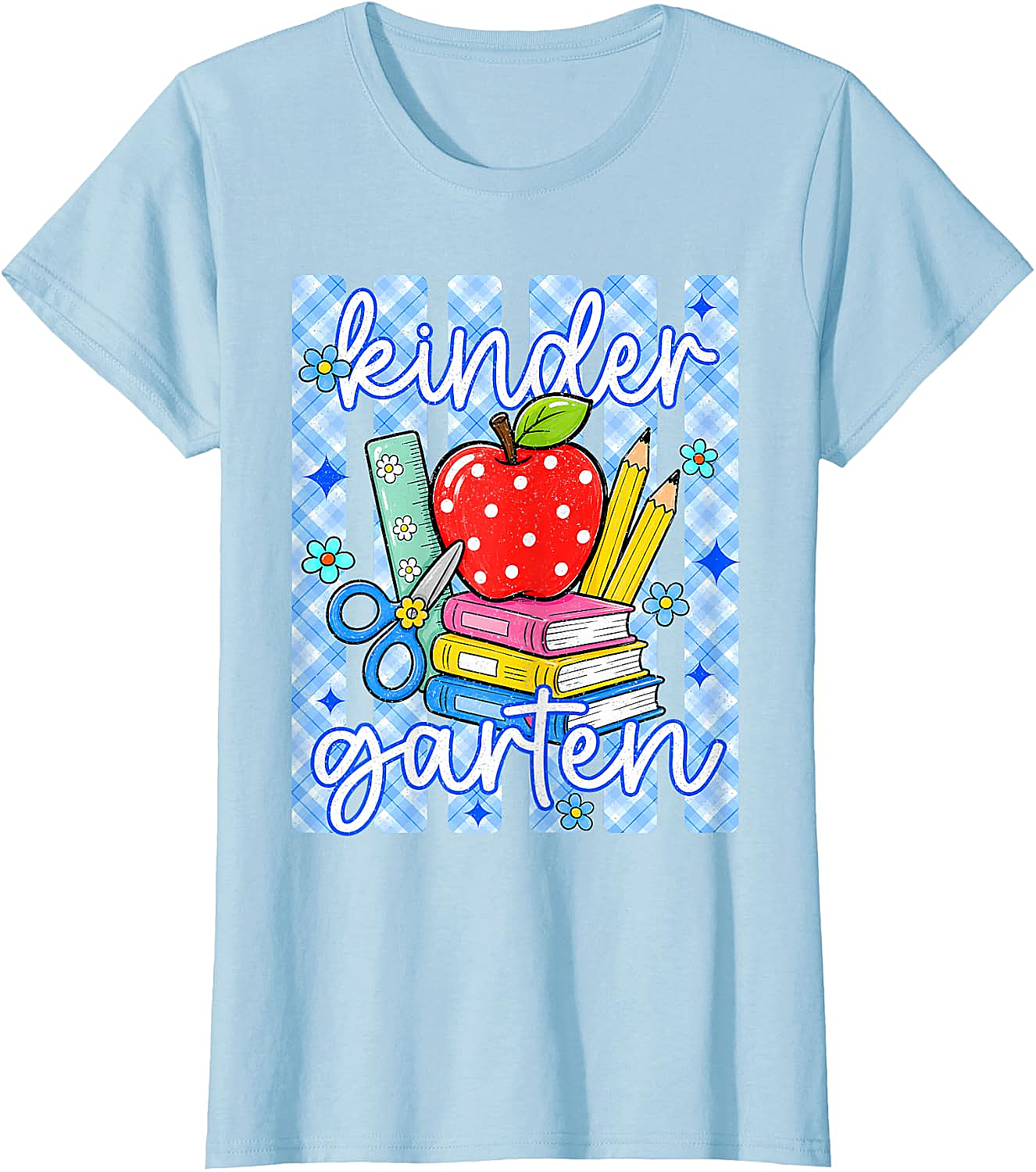  Cute Blue Striped Kindergarten Back to School T-Shirt