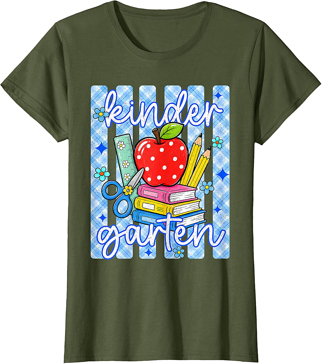  Cute Blue Striped Kindergarten Back to School T-Shirt