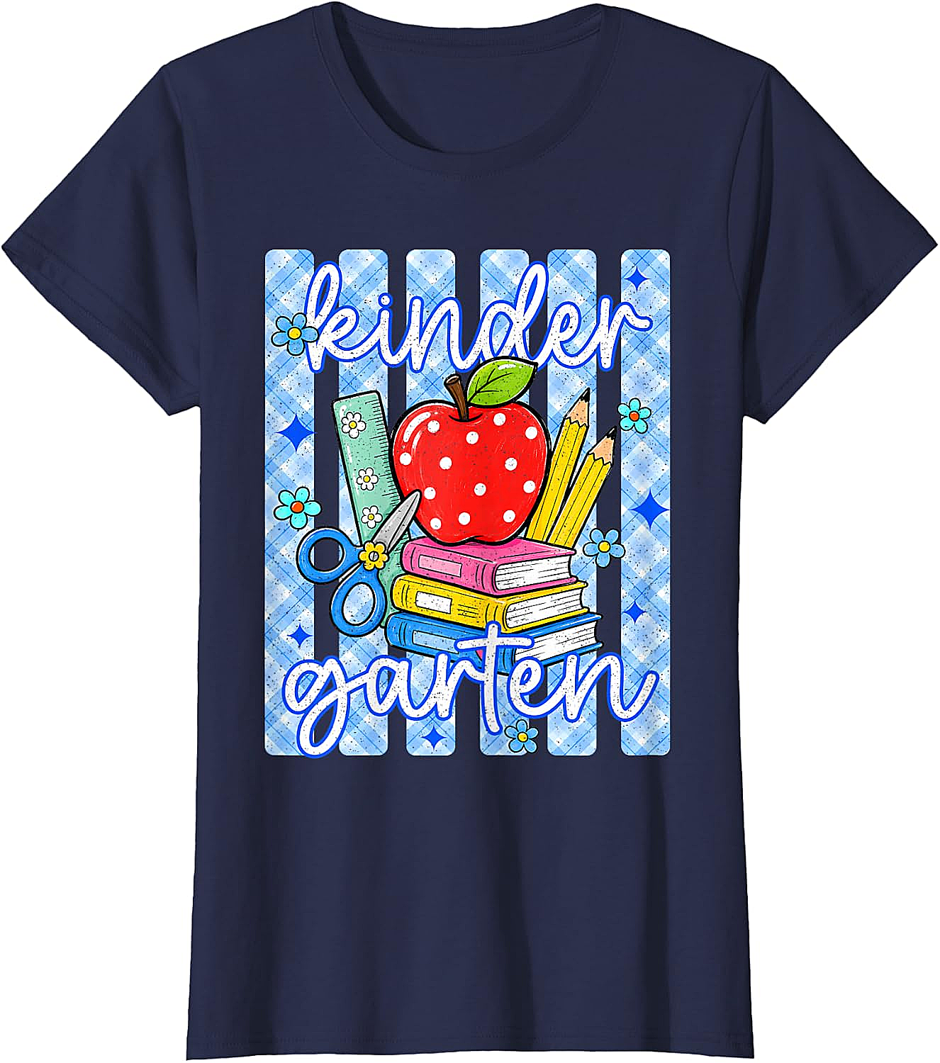  Cute Blue Striped Kindergarten Back to School T-Shirt