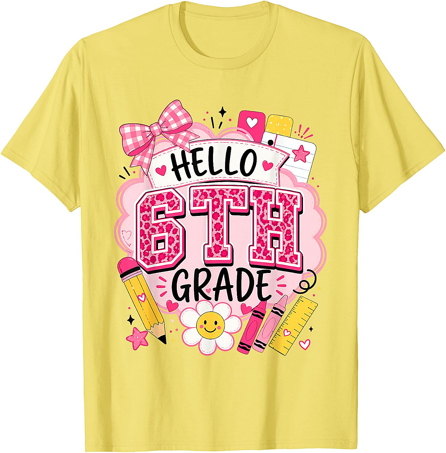 Hello 6th Grade T-Shirt Back to School Girls Tee