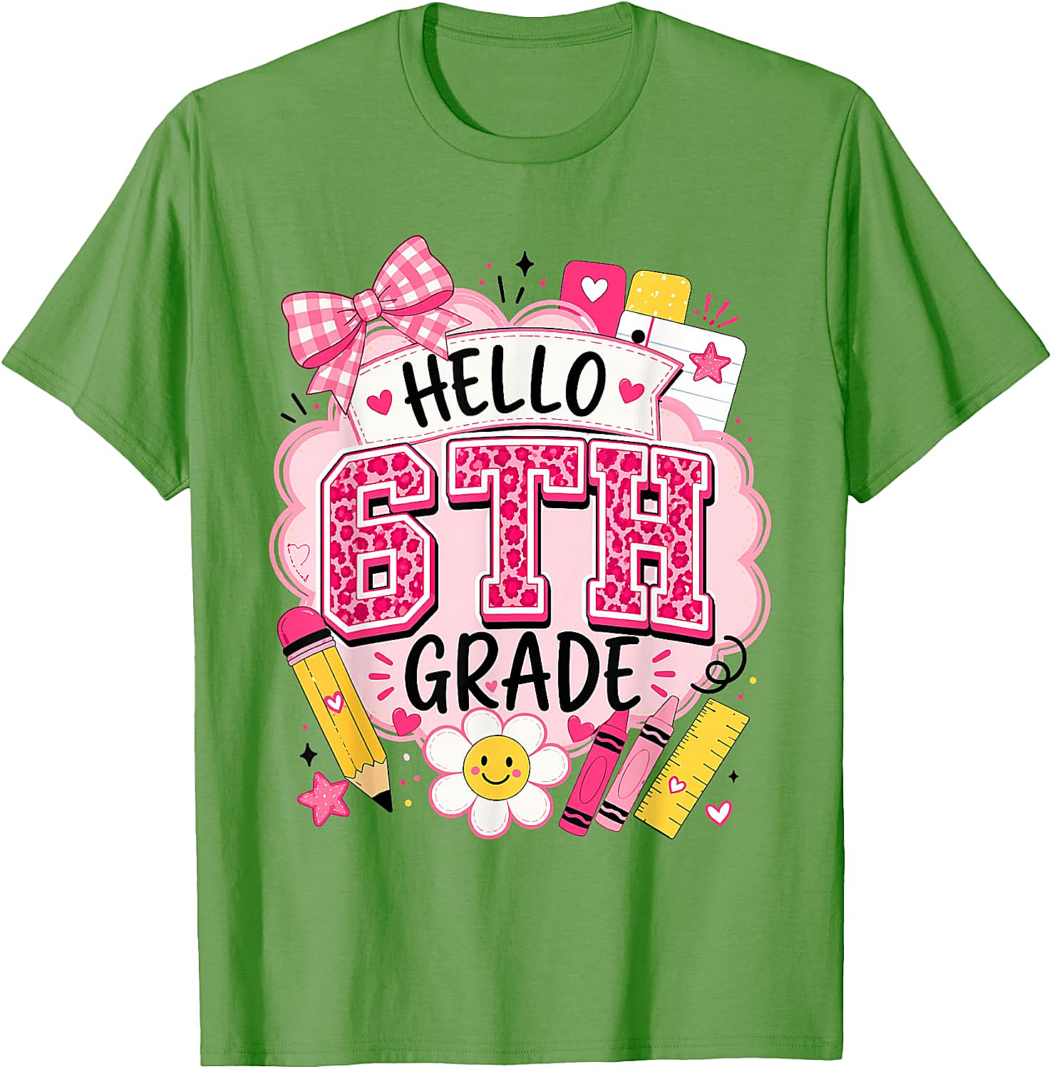 Hello 6th Grade T-Shirt Back to School Girls Tee