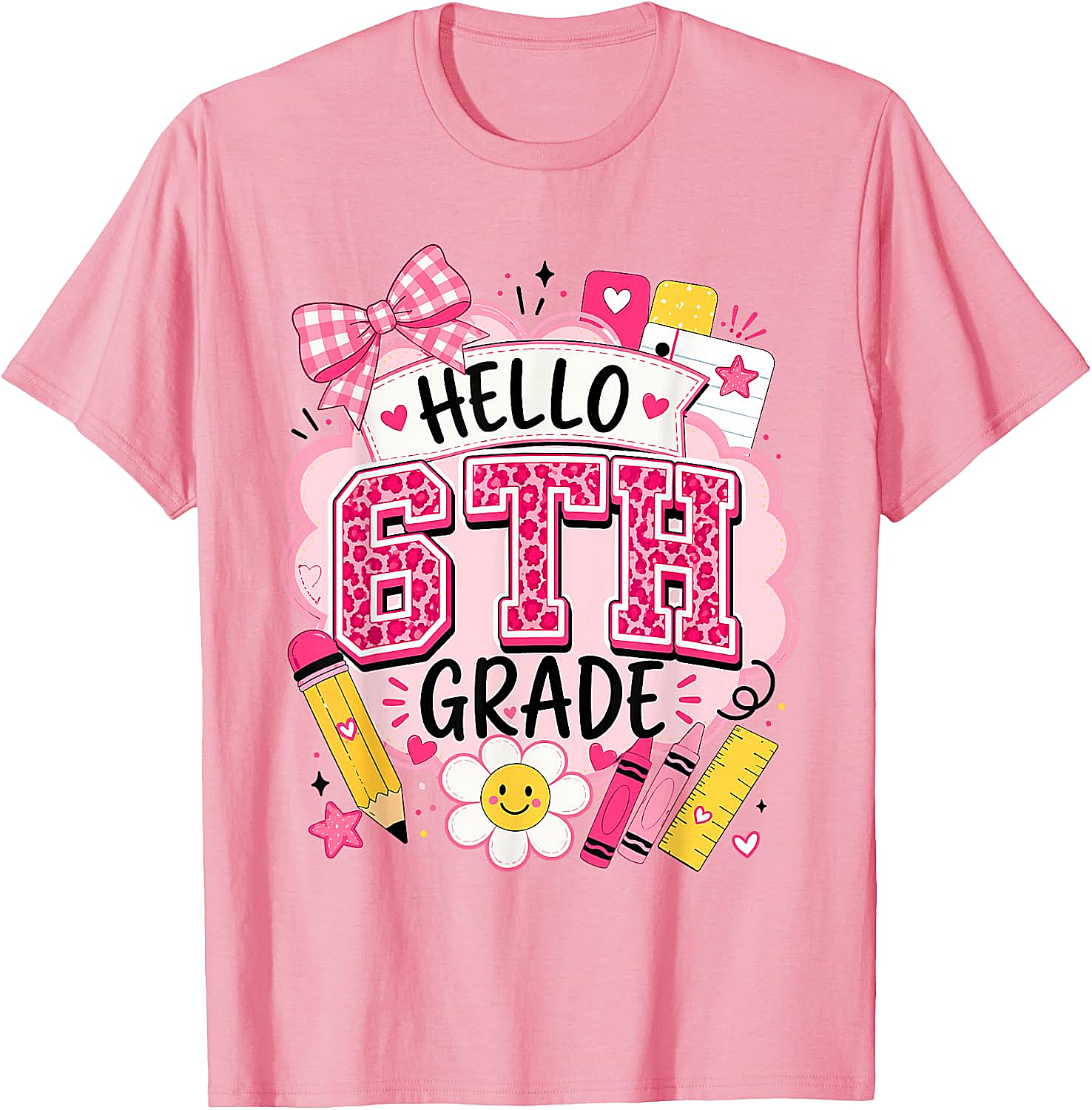 Hello 6th Grade T-Shirt Back to School Girls Tee