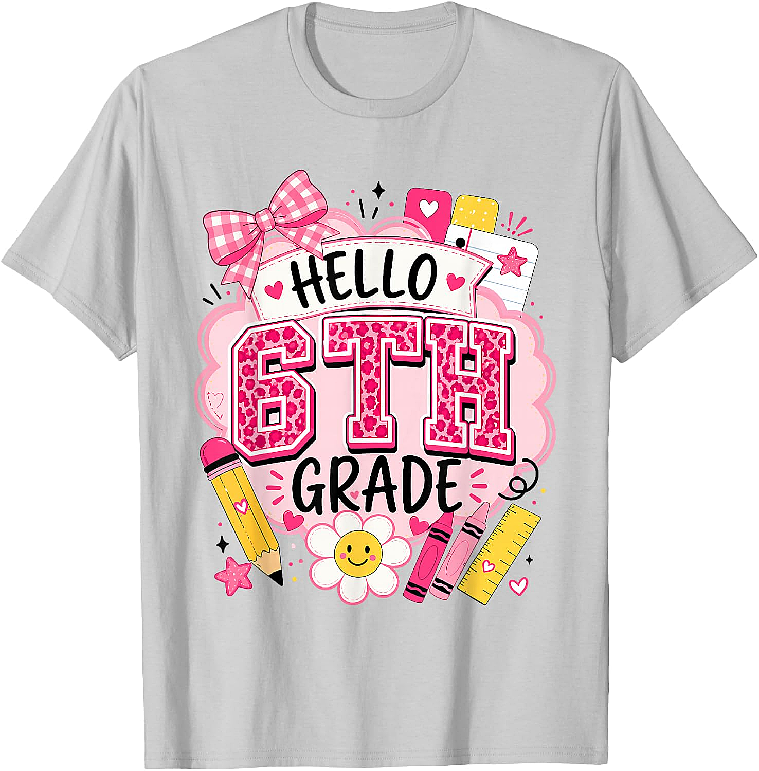 Hello 6th Grade T-Shirt Back to School Girls Tee