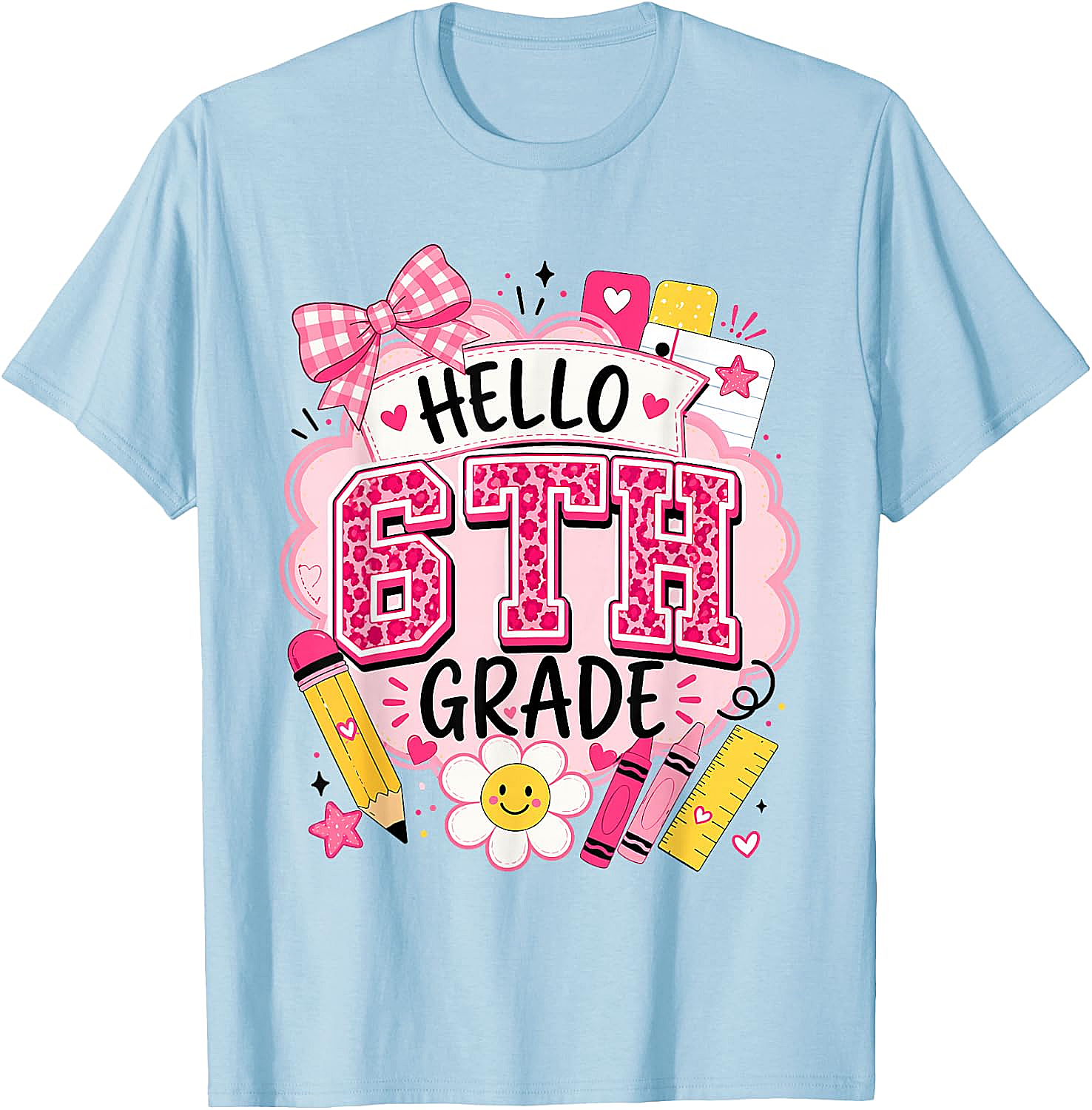 Hello 6th Grade T-Shirt Back to School Girls Tee