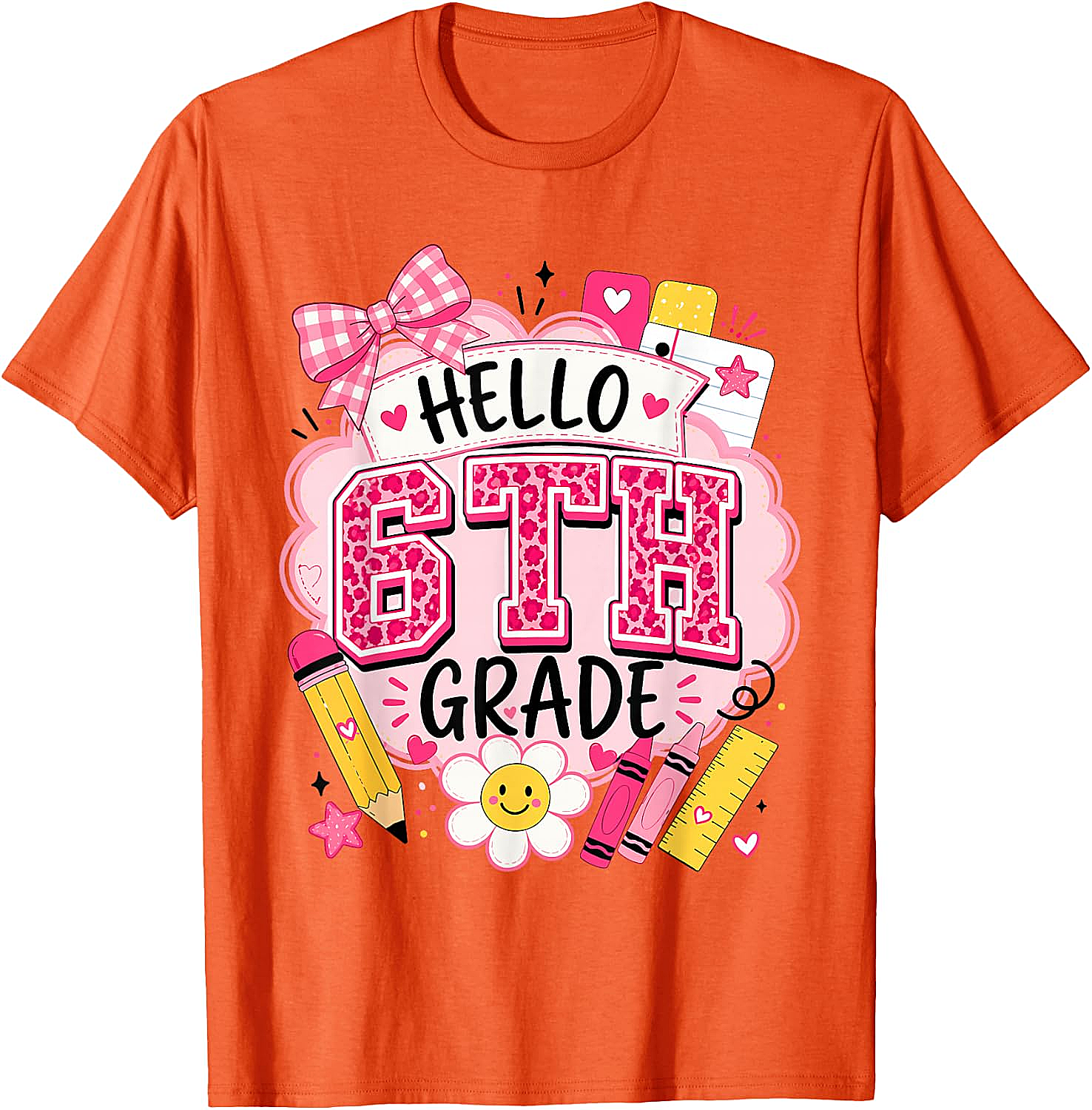 Hello 6th Grade T-Shirt Back to School Girls Tee