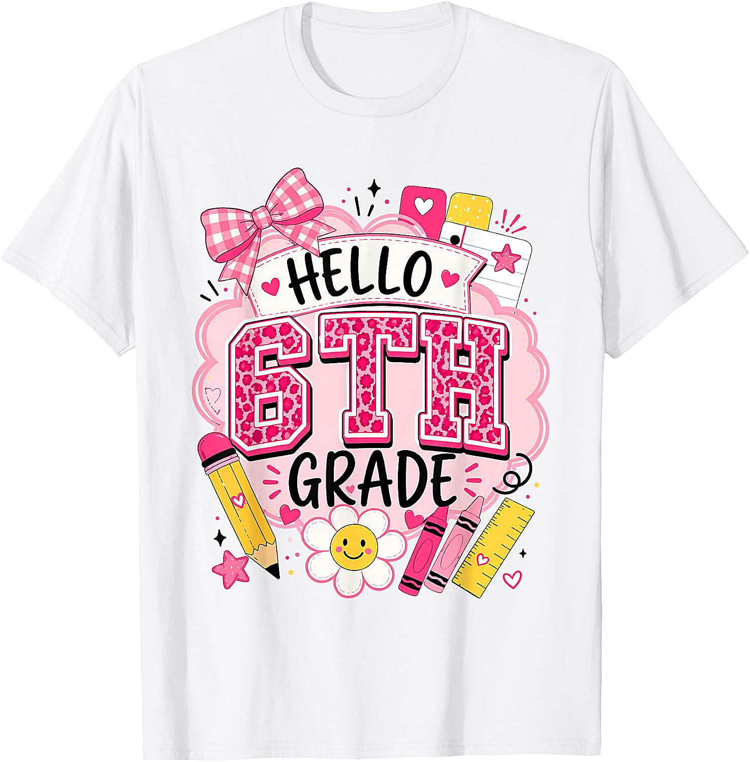 Hello 6th Grade T-Shirt Back to School Girls Tee