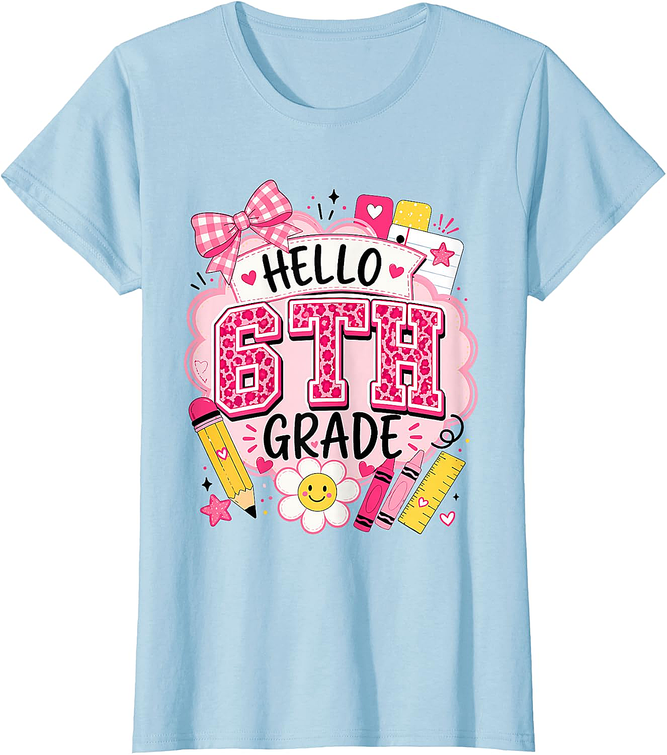 Hello 6th Grade T-Shirt Back to School Girls Tee