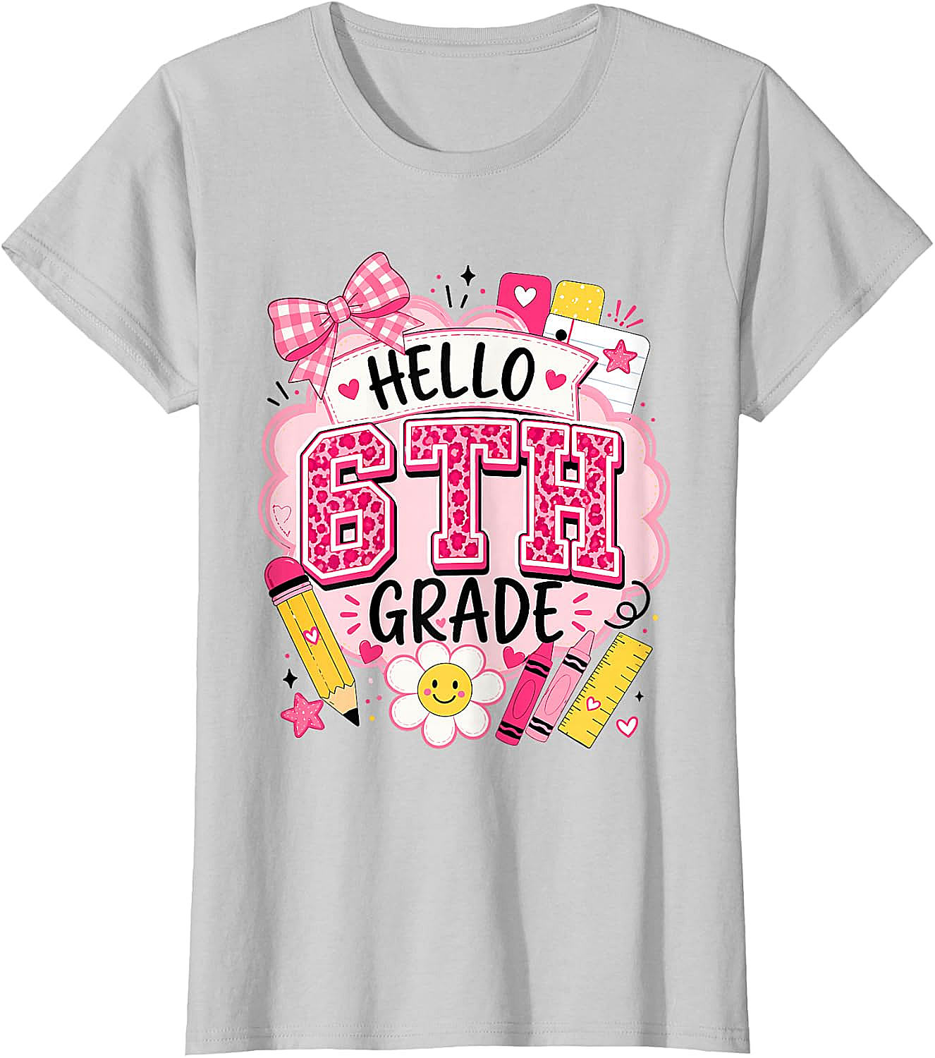 Hello 6th Grade T-Shirt Back to School Girls Tee