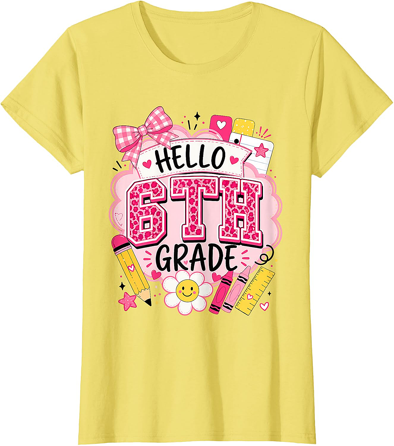 Hello 6th Grade T-Shirt Back to School Girls Tee