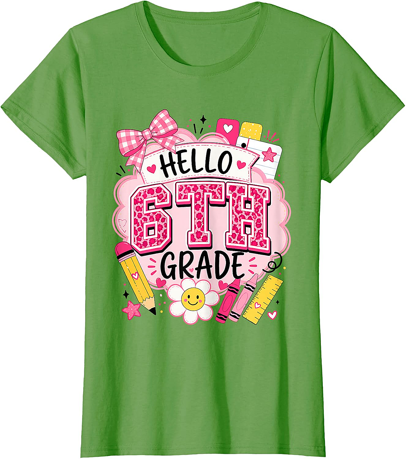 Hello 6th Grade T-Shirt Back to School Girls Tee