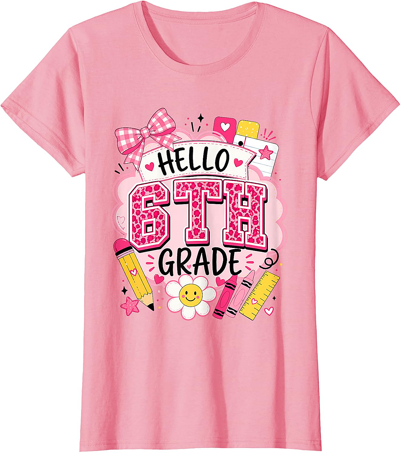Hello 6th Grade T-Shirt Back to School Girls Tee