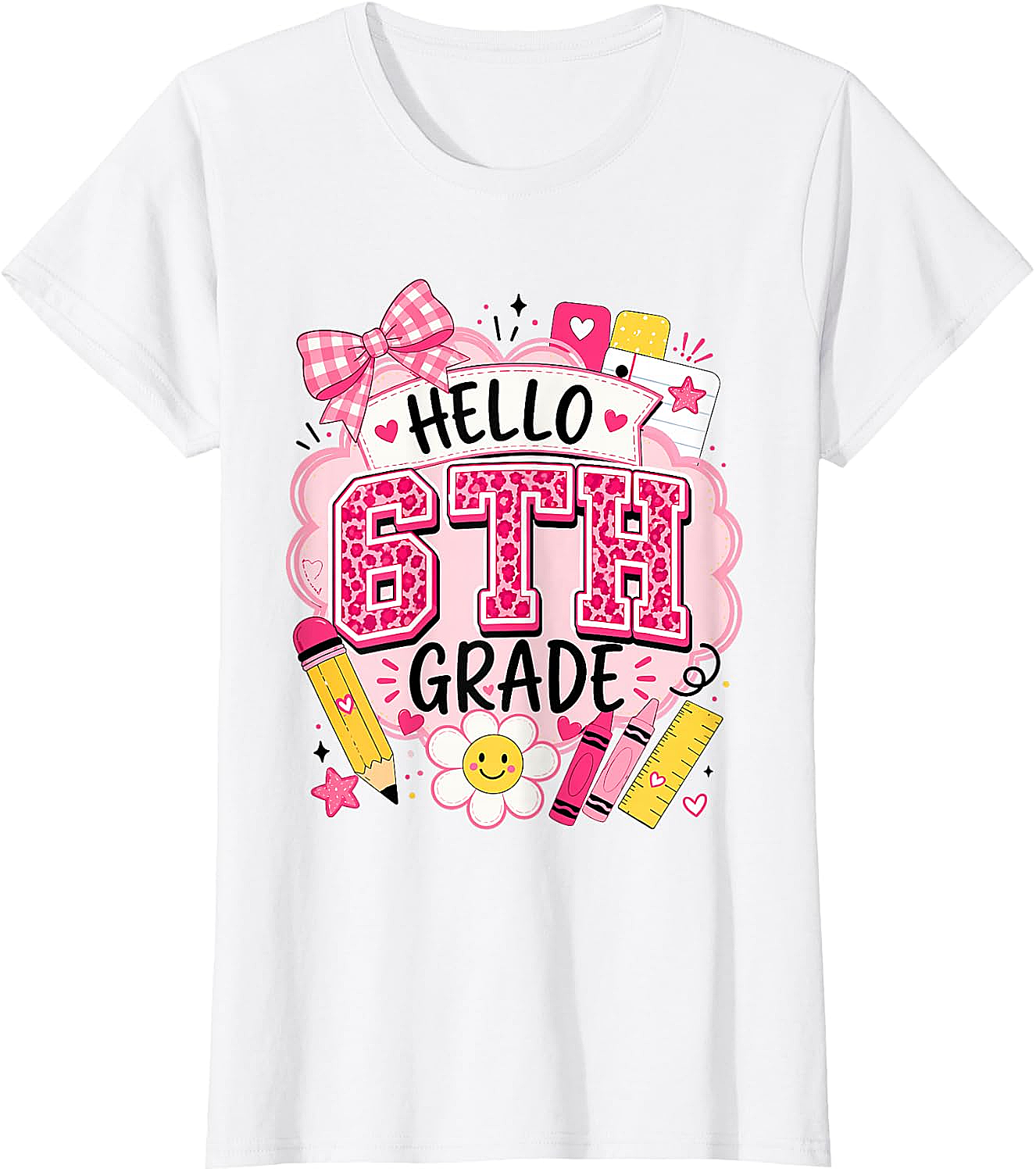 Hello 6th Grade T-Shirt Back to School Girls Tee