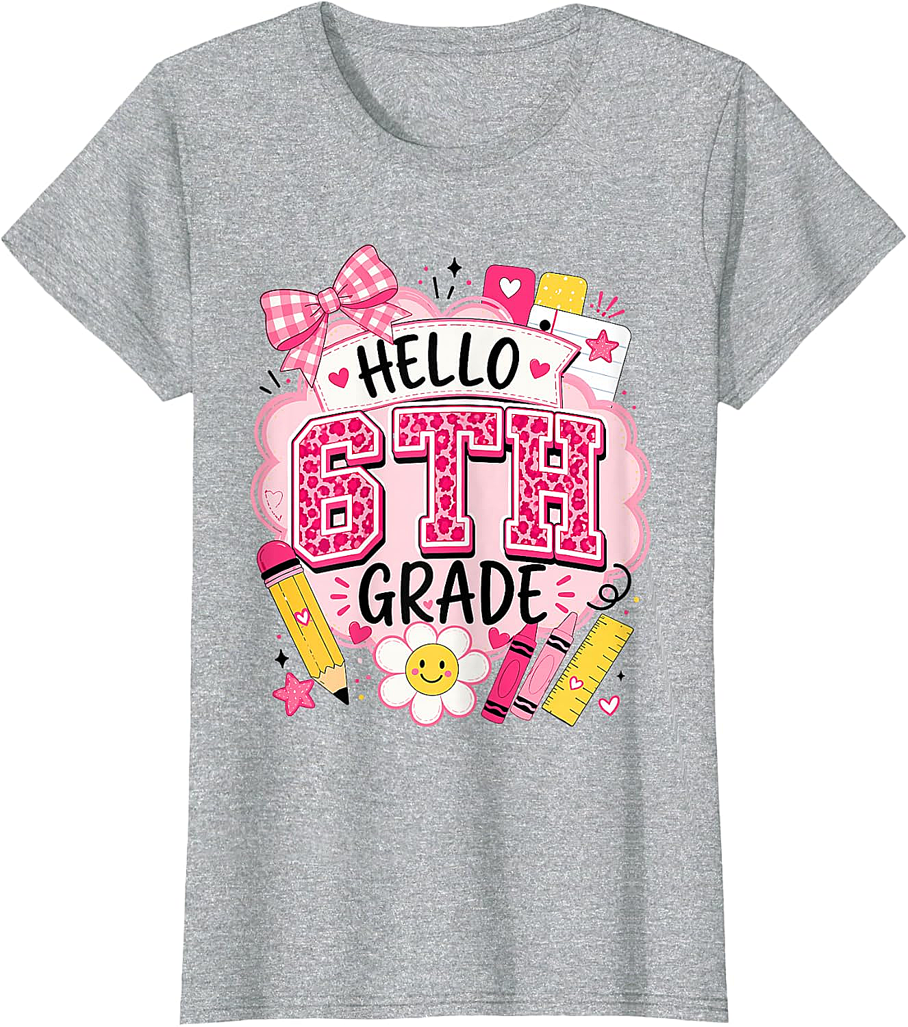 Hello 6th Grade T-Shirt Back to School Girls Tee