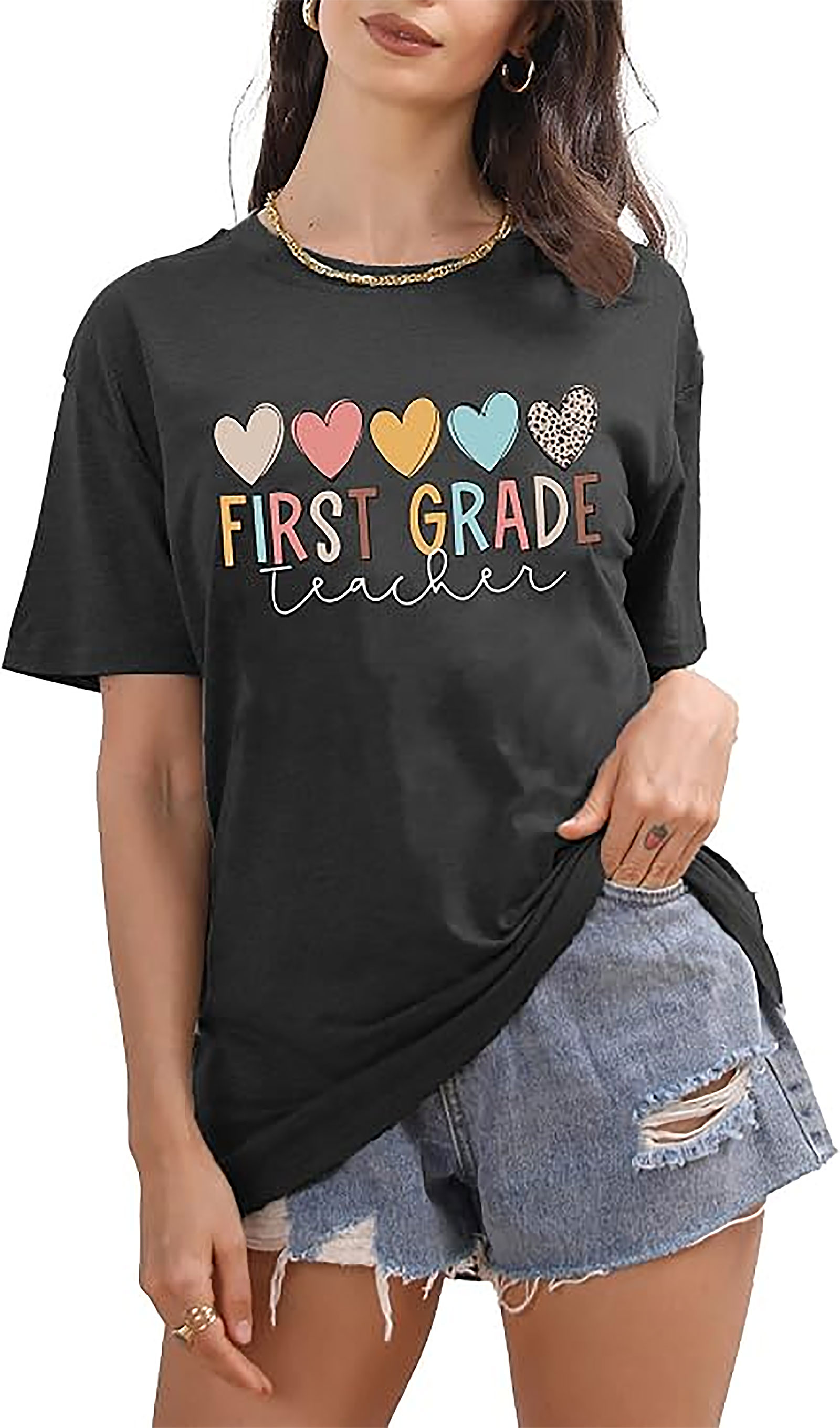 First Grade Teacher Shirt - Funny Graphic Tee for Women