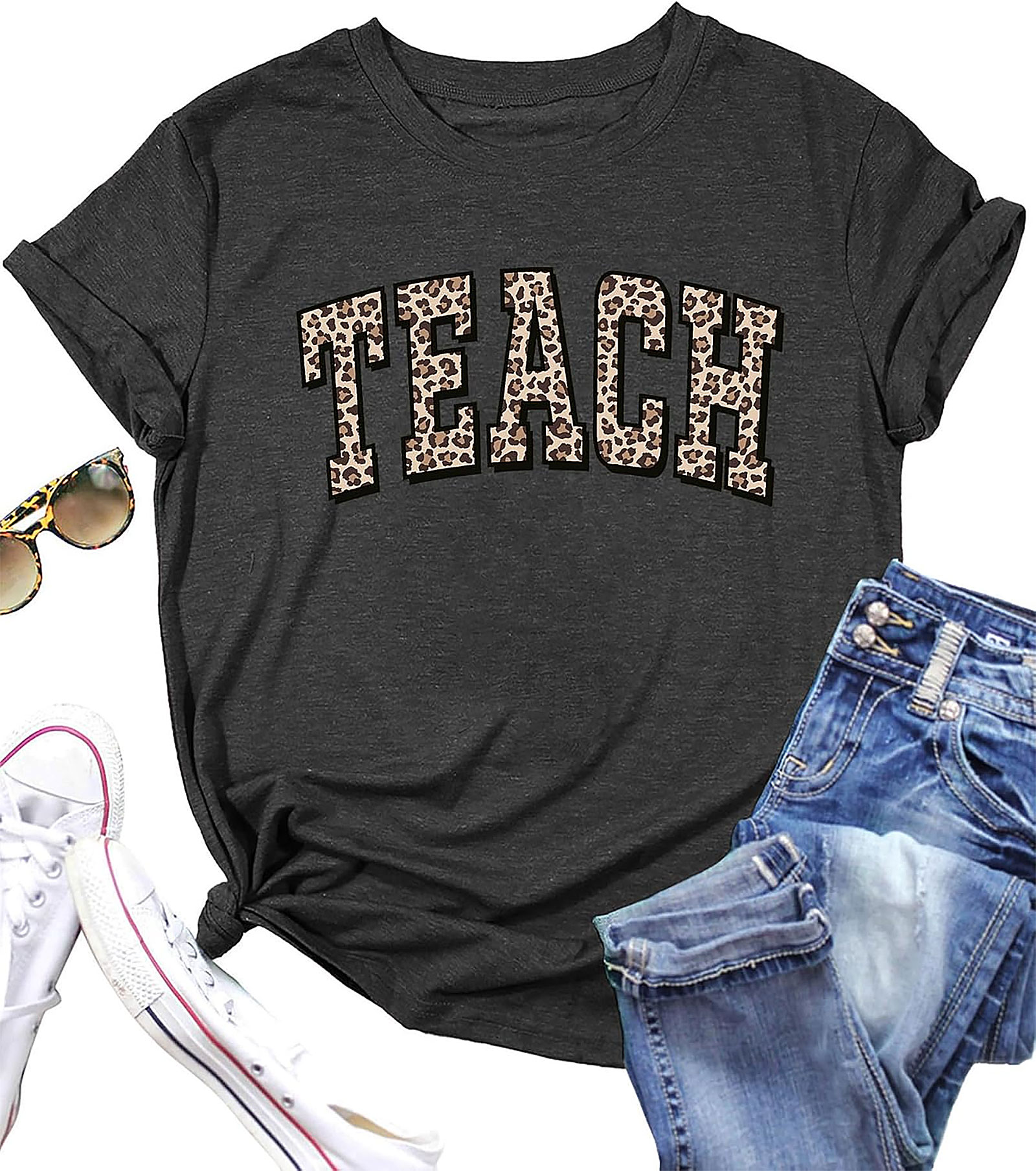 Funny Teacher Shirt - Leopard Print Teach Graphic Tee