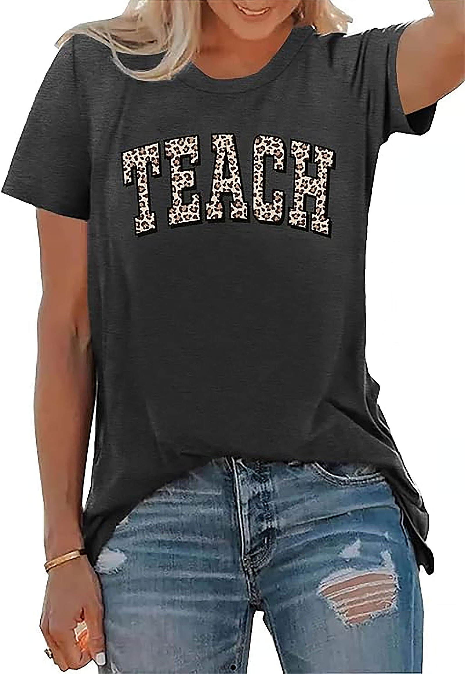 Funny Teacher Shirt - Leopard Print Teach Graphic Tee