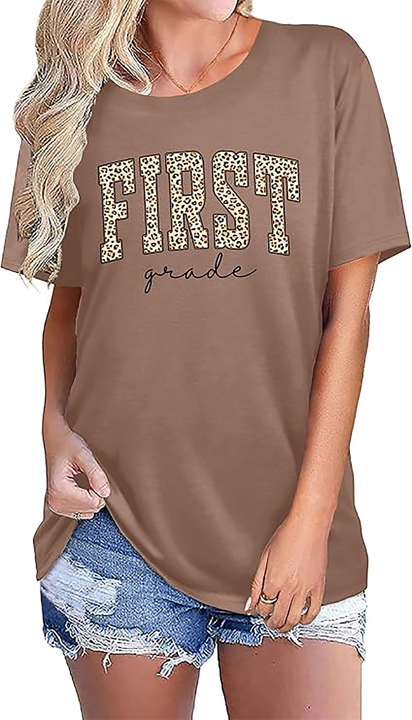 Leopard First Grade Teacher Shirt | Funny Graphic Tee