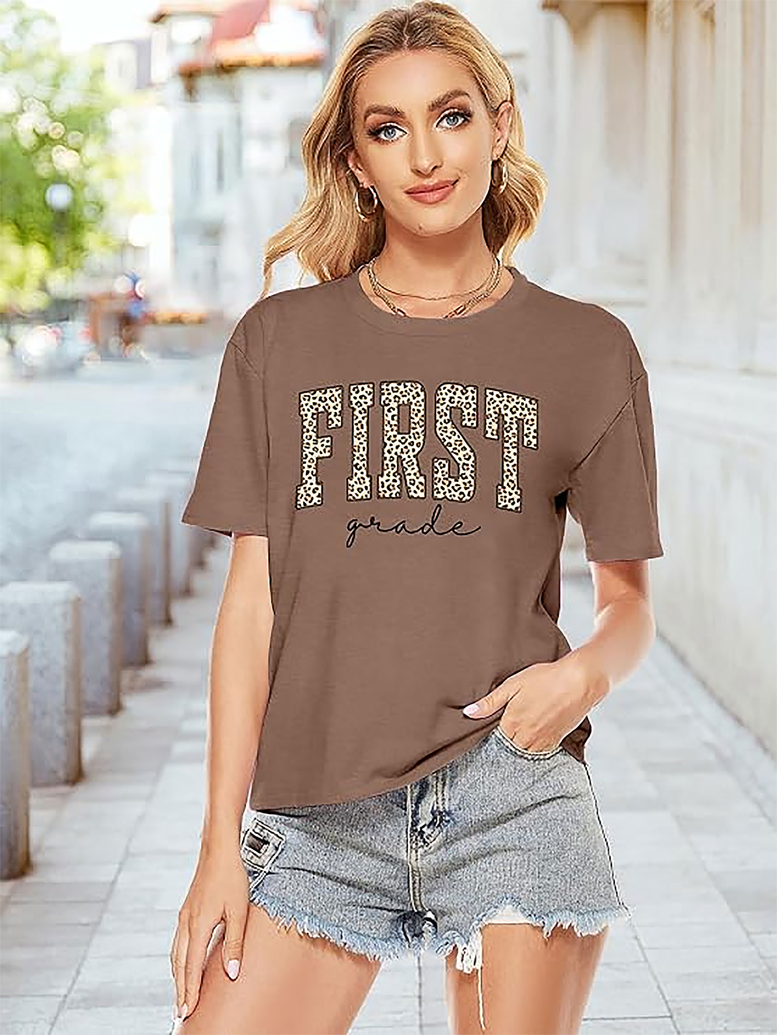 Leopard First Grade Teacher Shirt | Funny Graphic Tee