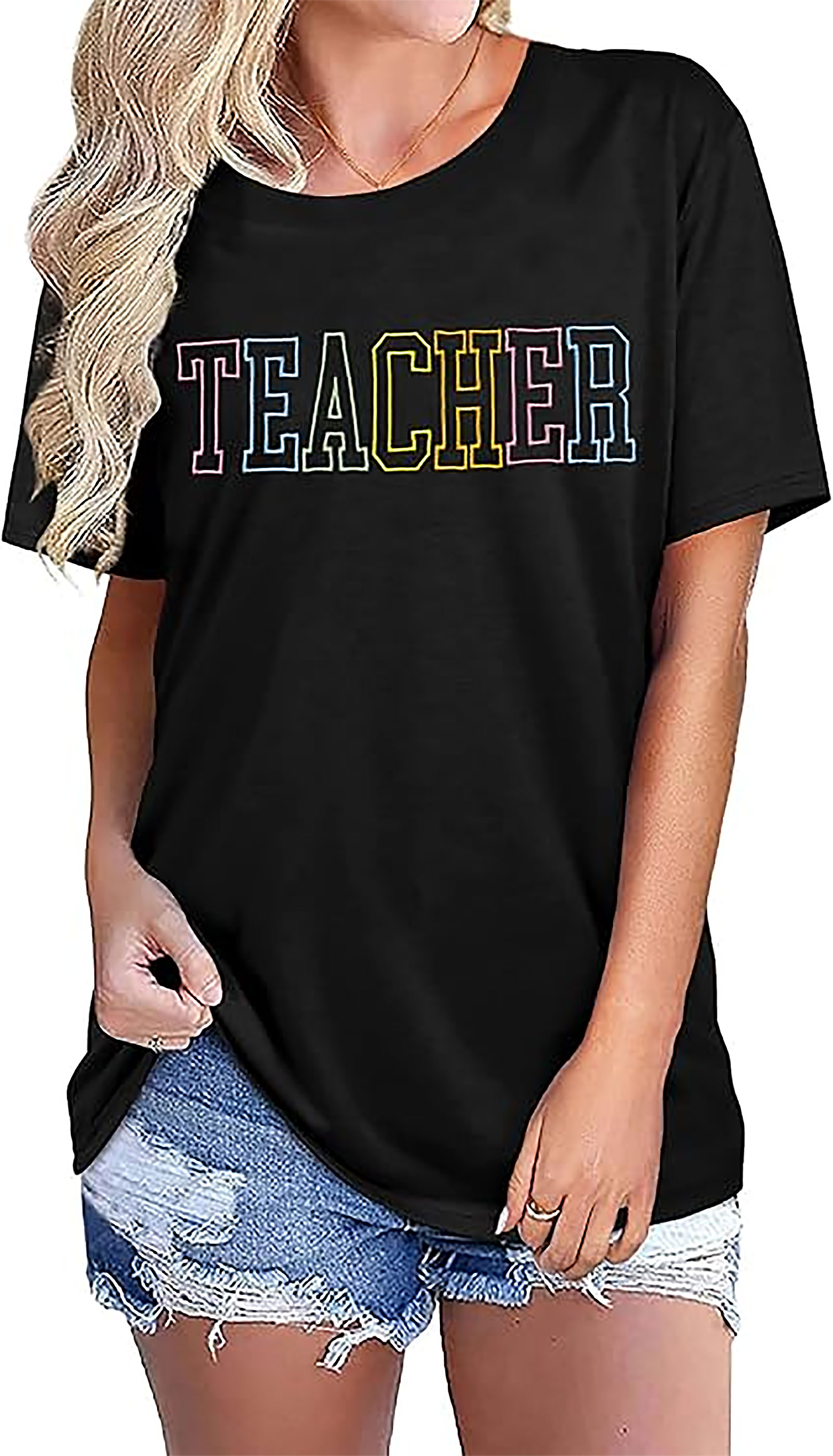 Teacher Shirt Women Funny Graphic Tee | Pastel Letters | Gifts