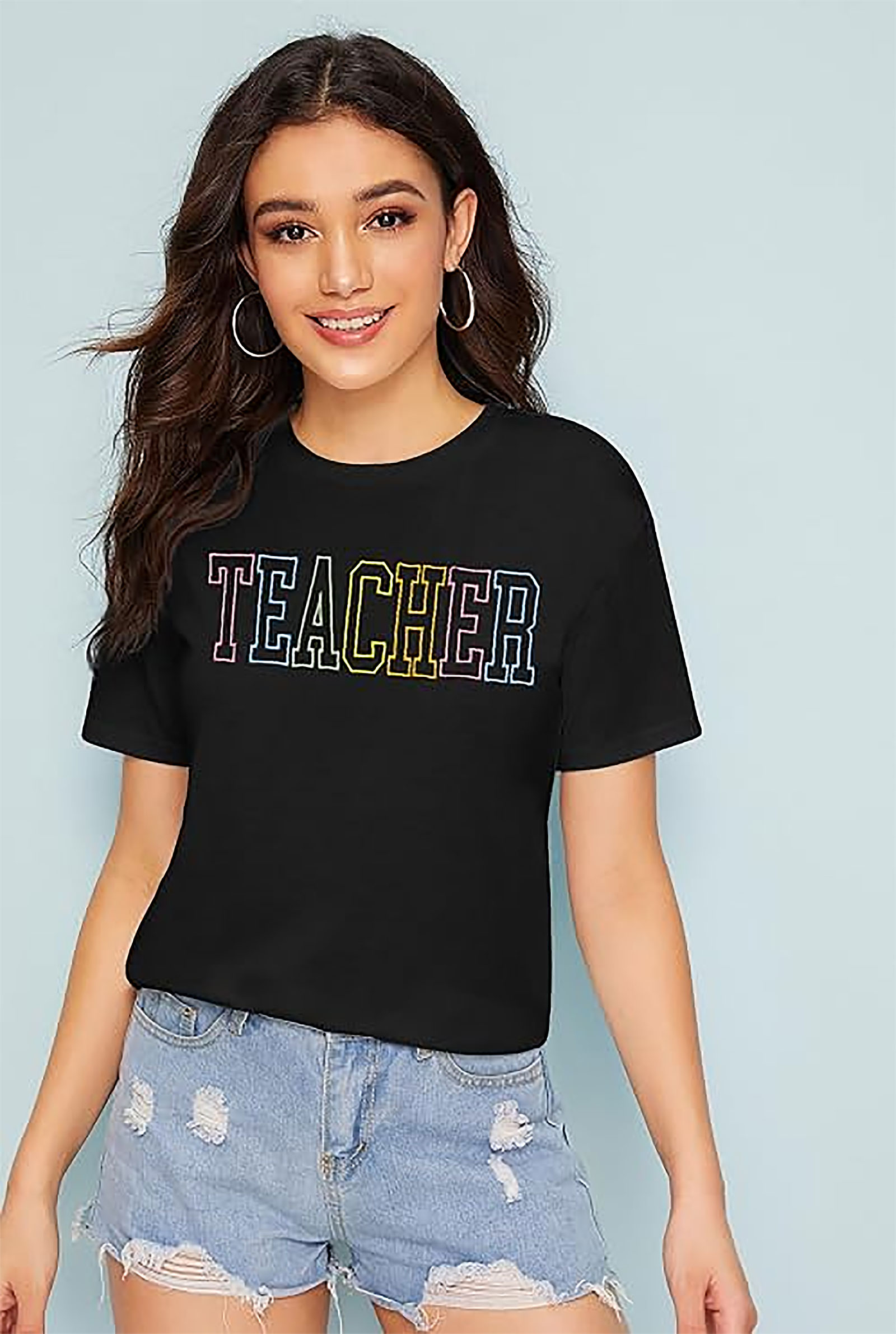 Teacher Shirt Women Funny Graphic Tee | Pastel Letters | Gifts