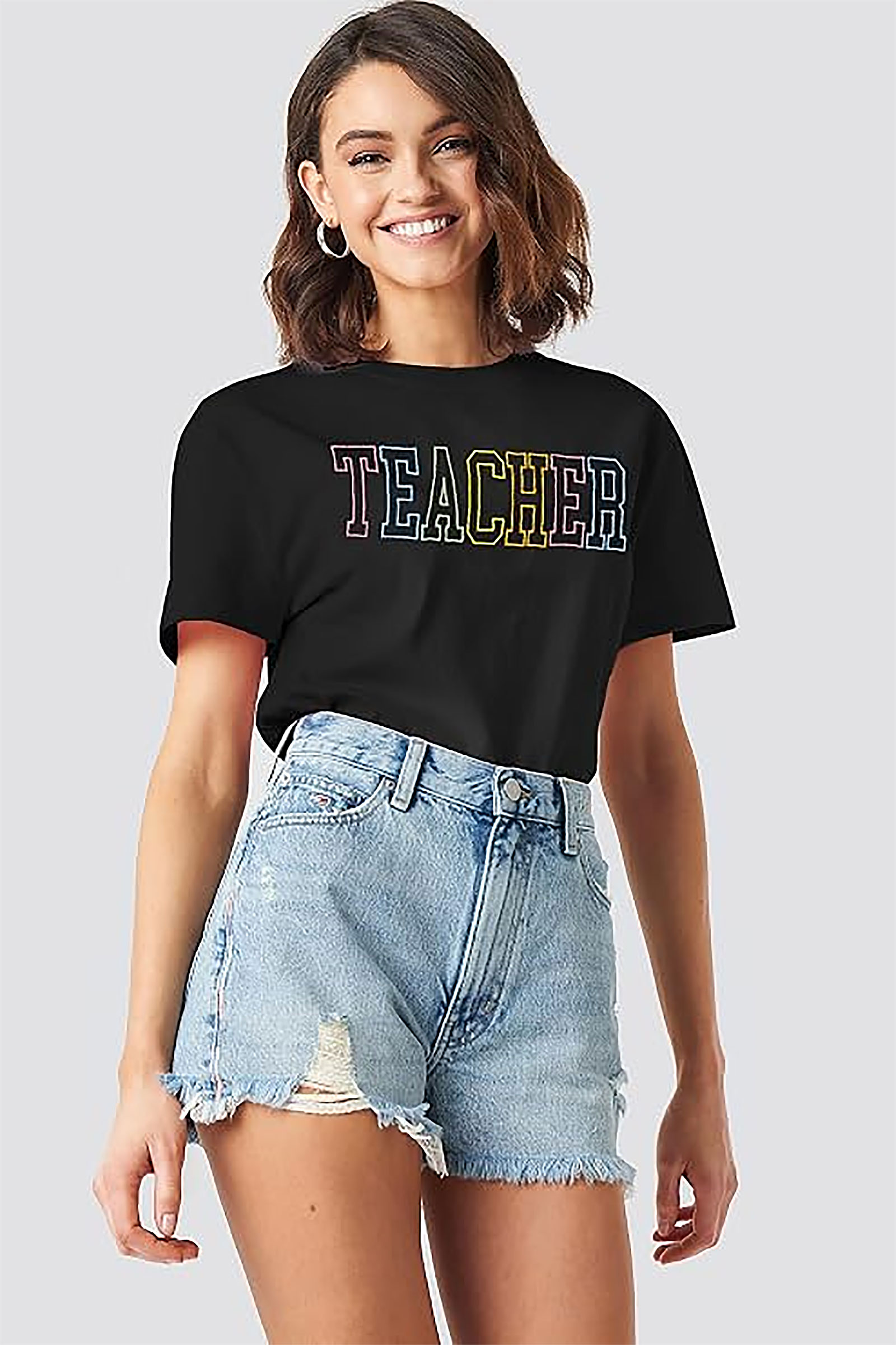 Teacher Shirt Women Funny Graphic Tee | Pastel Letters | Gifts